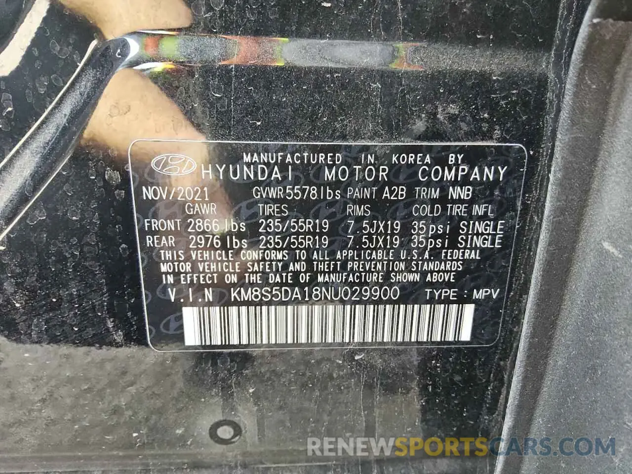 12 fotografías del automóvil dañado KM8S5DA18NU029900 HYUNDAI SANTA FE 2022