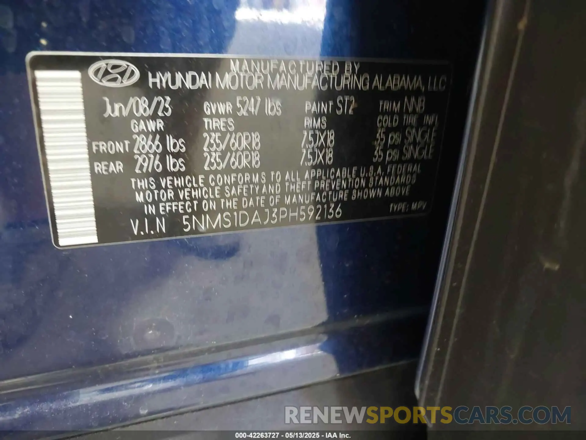9 fotografías del automóvil dañado 5NMS1DAJ3PH592136 HYUNDAI SANTA FE 2023