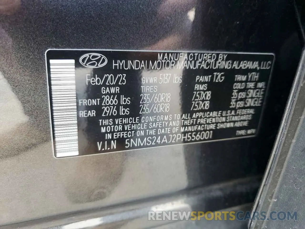 13 fotografías del automóvil dañado 5NMS24AJ2PH556001 HYUNDAI SANTA FE 2023