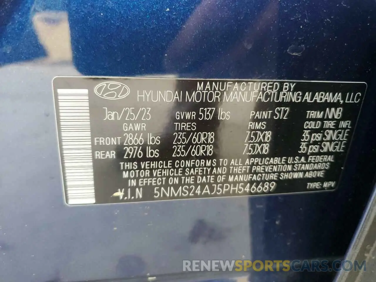 13 fotografías del automóvil dañado 5NMS24AJ5PH546689 HYUNDAI SANTA FE 2023