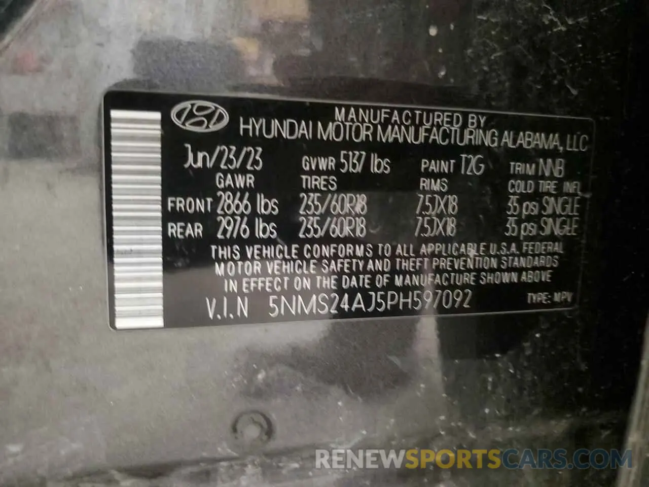 13 fotografías del automóvil dañado 5NMS24AJ5PH597092 HYUNDAI SANTA FE 2023