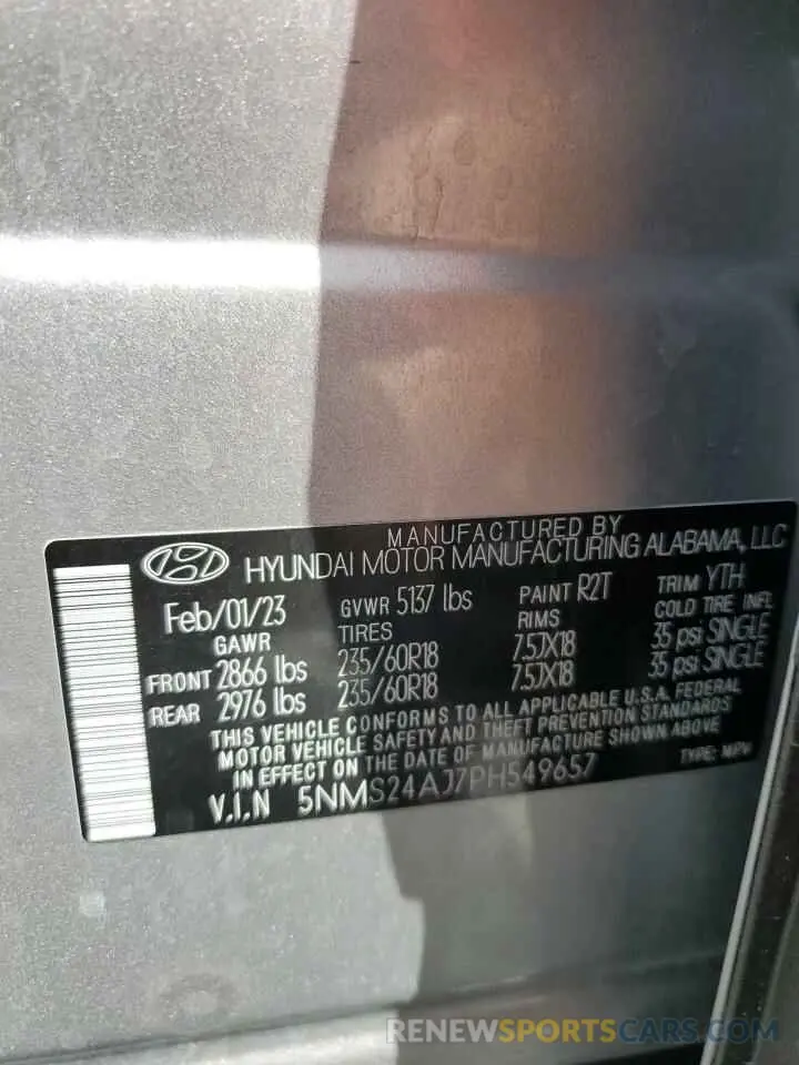 14 fotografías del automóvil dañado 5NMS24AJ7PH549657 HYUNDAI SANTA FE 2023