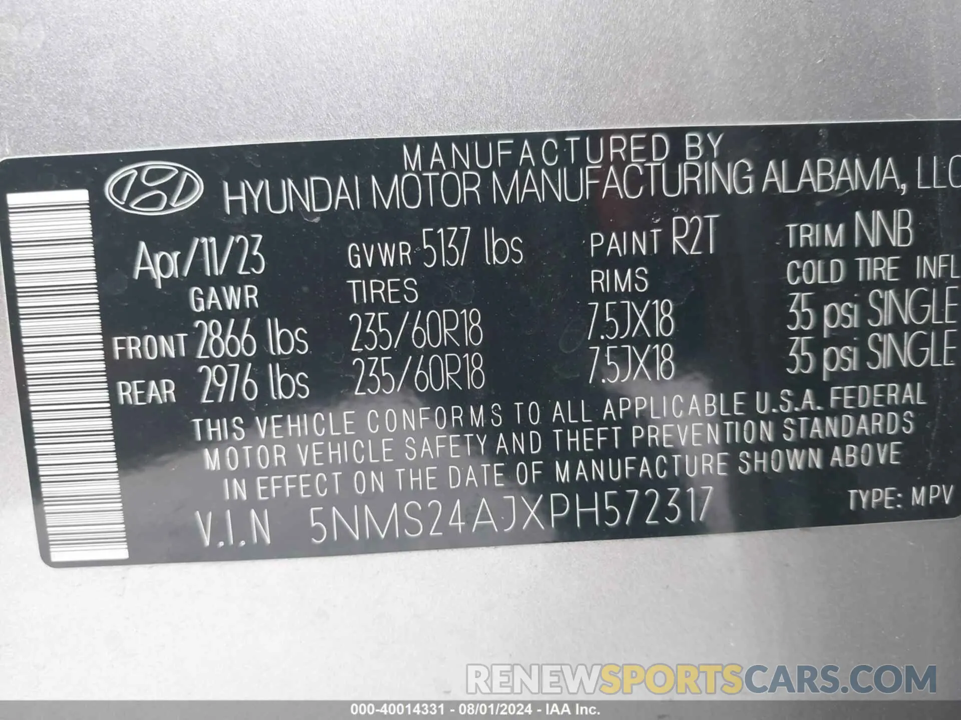 9 fotografías del automóvil dañado 5NMS24AJXPH572317 HYUNDAI SANTA FE 2023