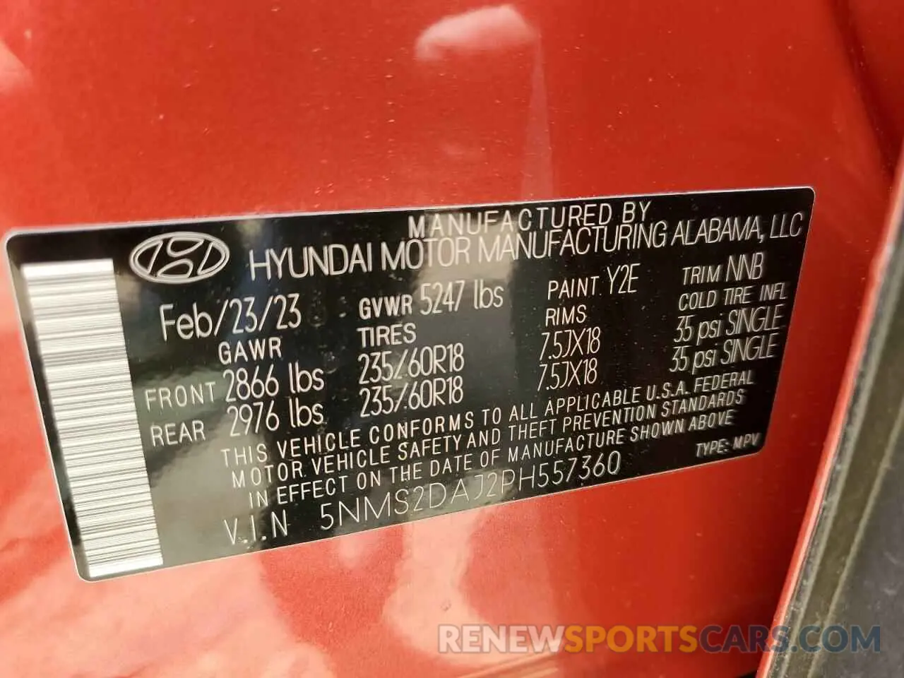 13 fotografías del automóvil dañado 5NMS2DAJ2PH557360 HYUNDAI SANTA FE 2023