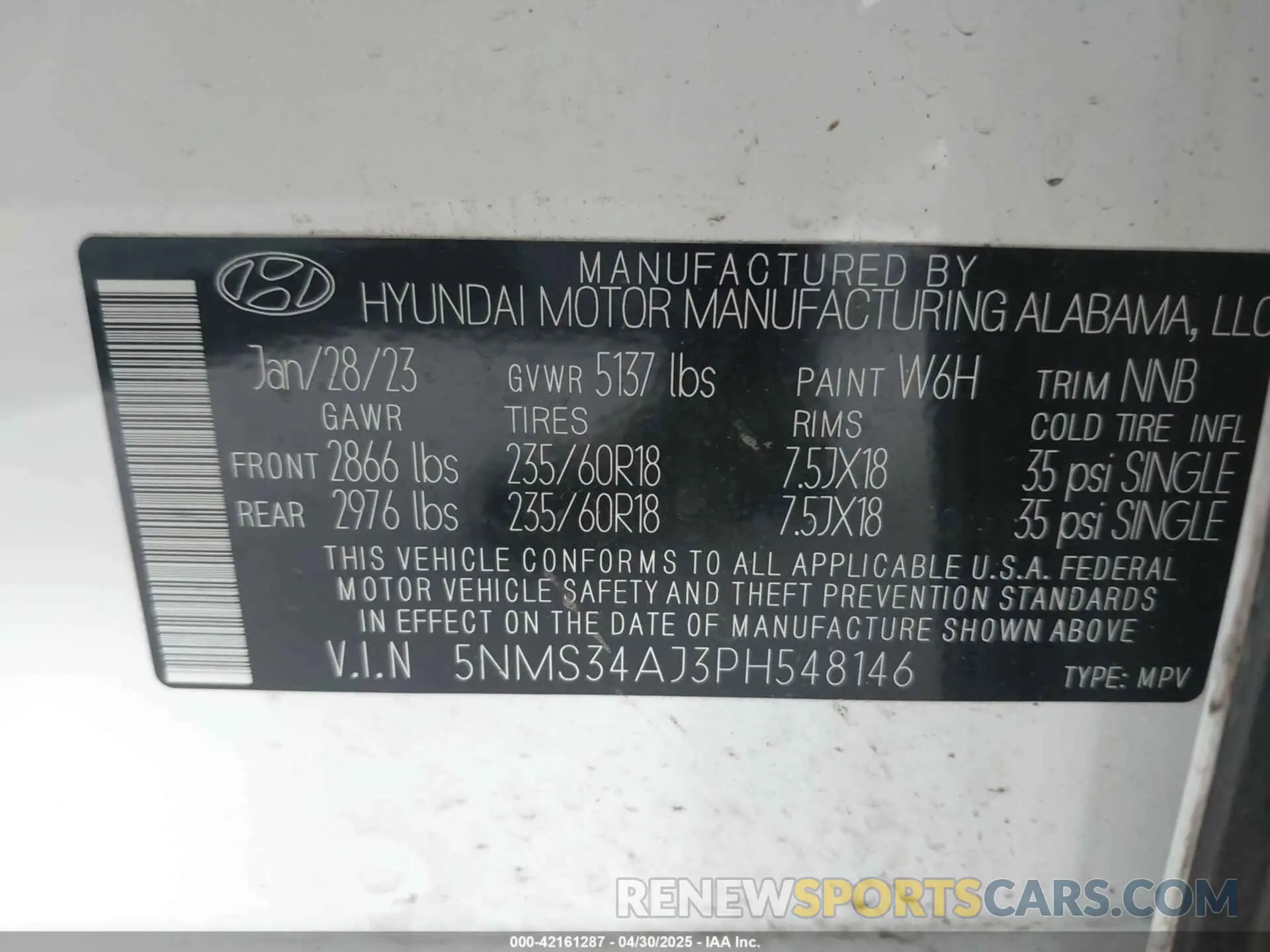 9 fotografías del automóvil dañado 5NMS34AJ3PH548146 HYUNDAI SANTA FE 2023