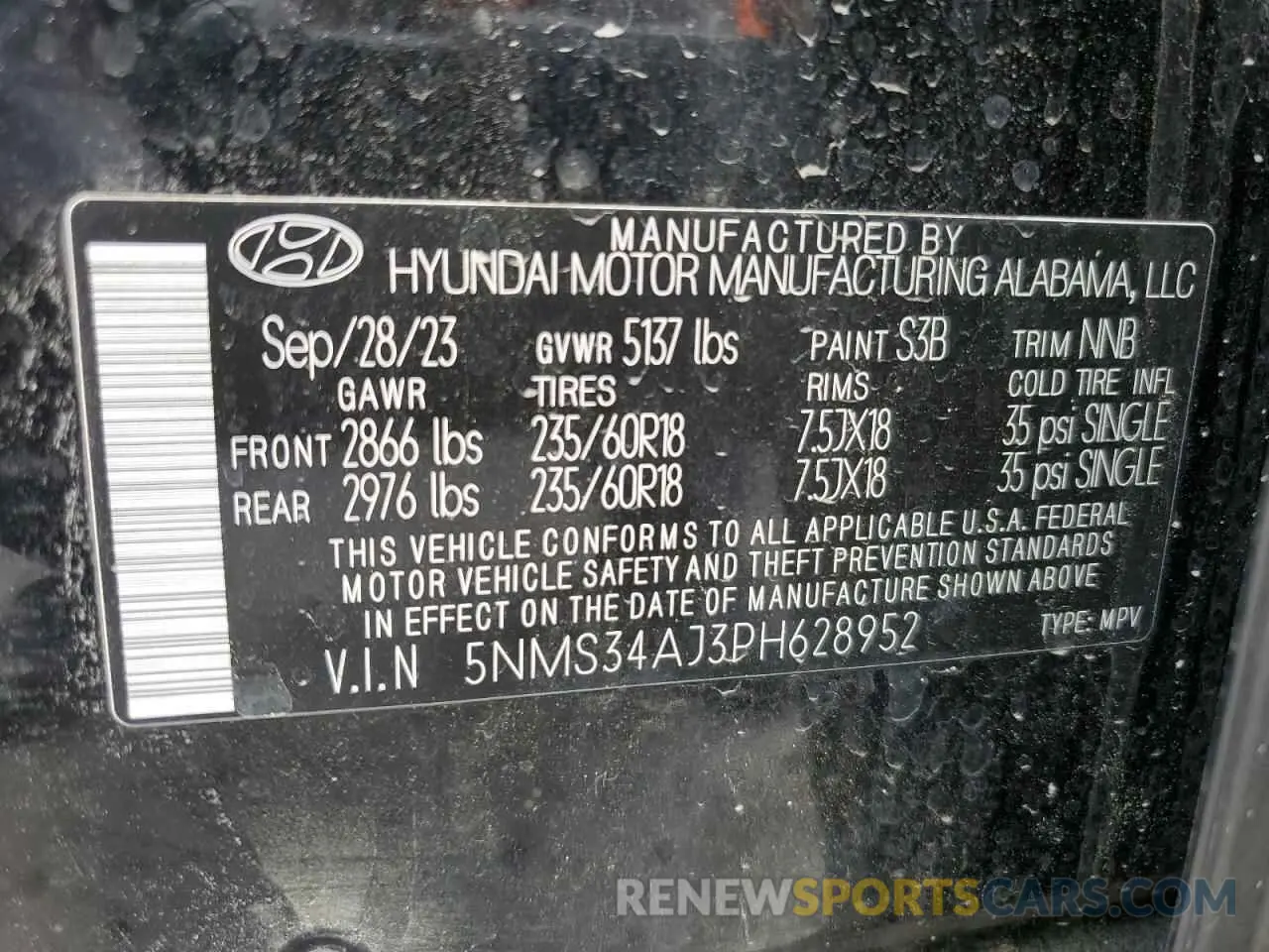 11 fotografías del automóvil dañado 5NMS34AJ3PH628952 HYUNDAI SANTA FE 2023