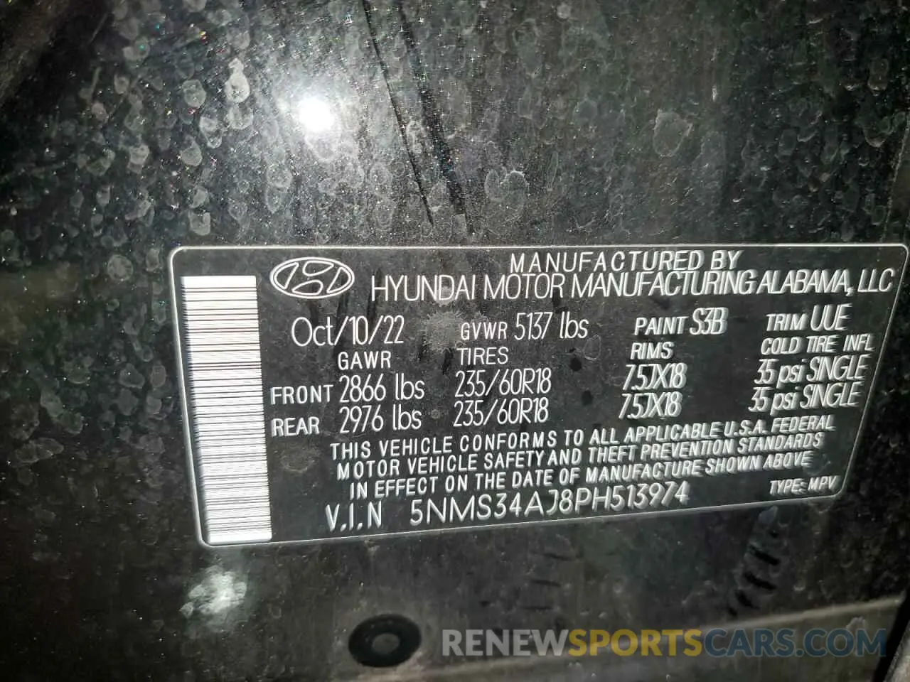 13 fotografías del automóvil dañado 5NMS34AJ8PH513974 HYUNDAI SANTA FE 2023