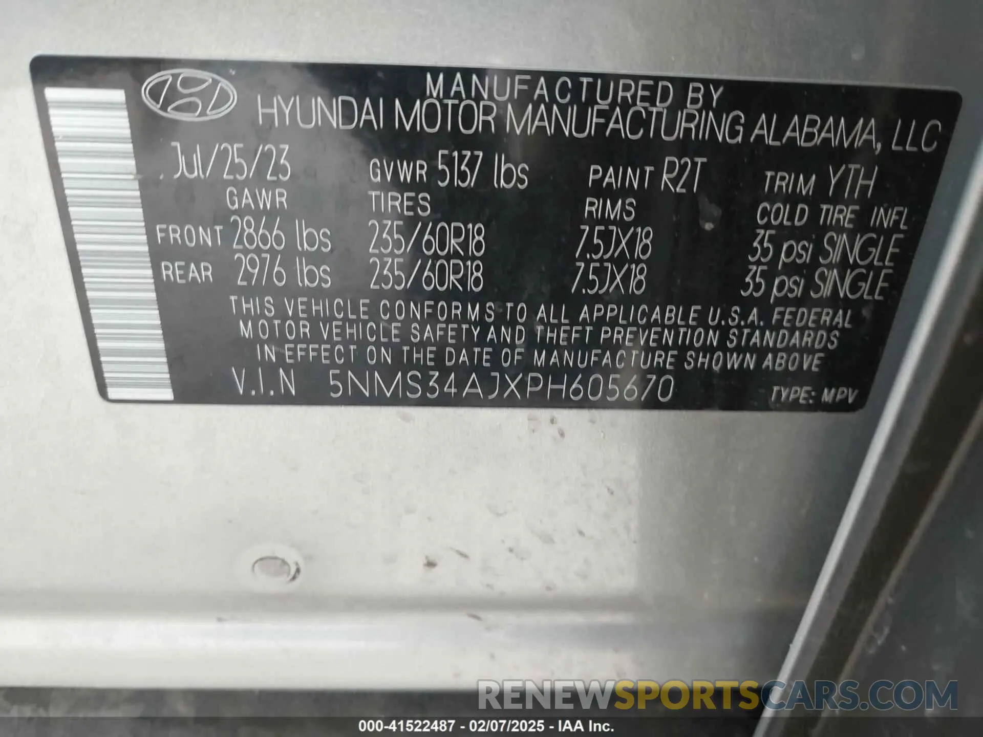 9 fotografías del automóvil dañado 5NMS34AJXPH605670 HYUNDAI SANTA FE 2023