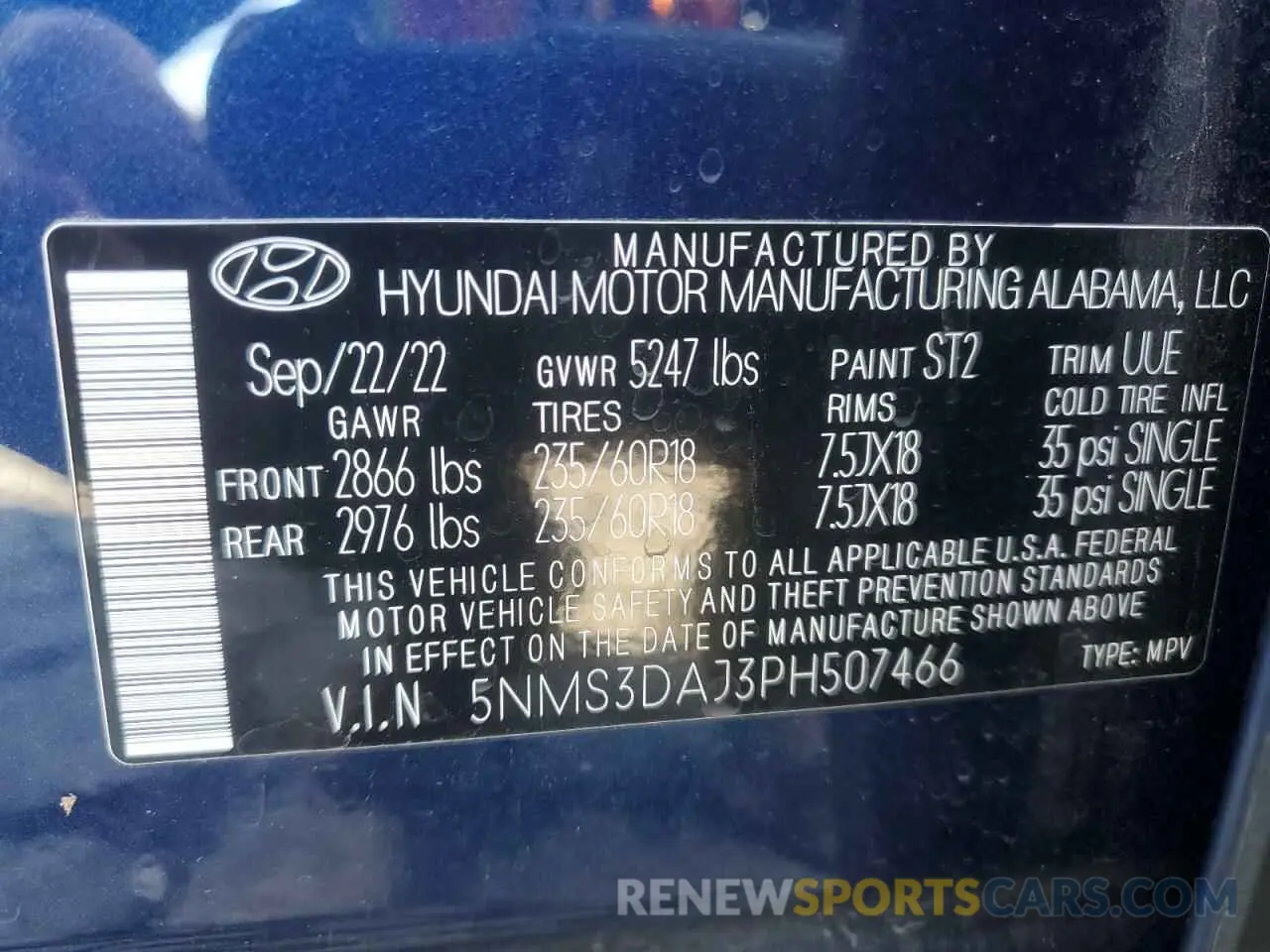 13 fotografías del automóvil dañado 5NMS3DAJ3PH507466 HYUNDAI SANTA FE 2023