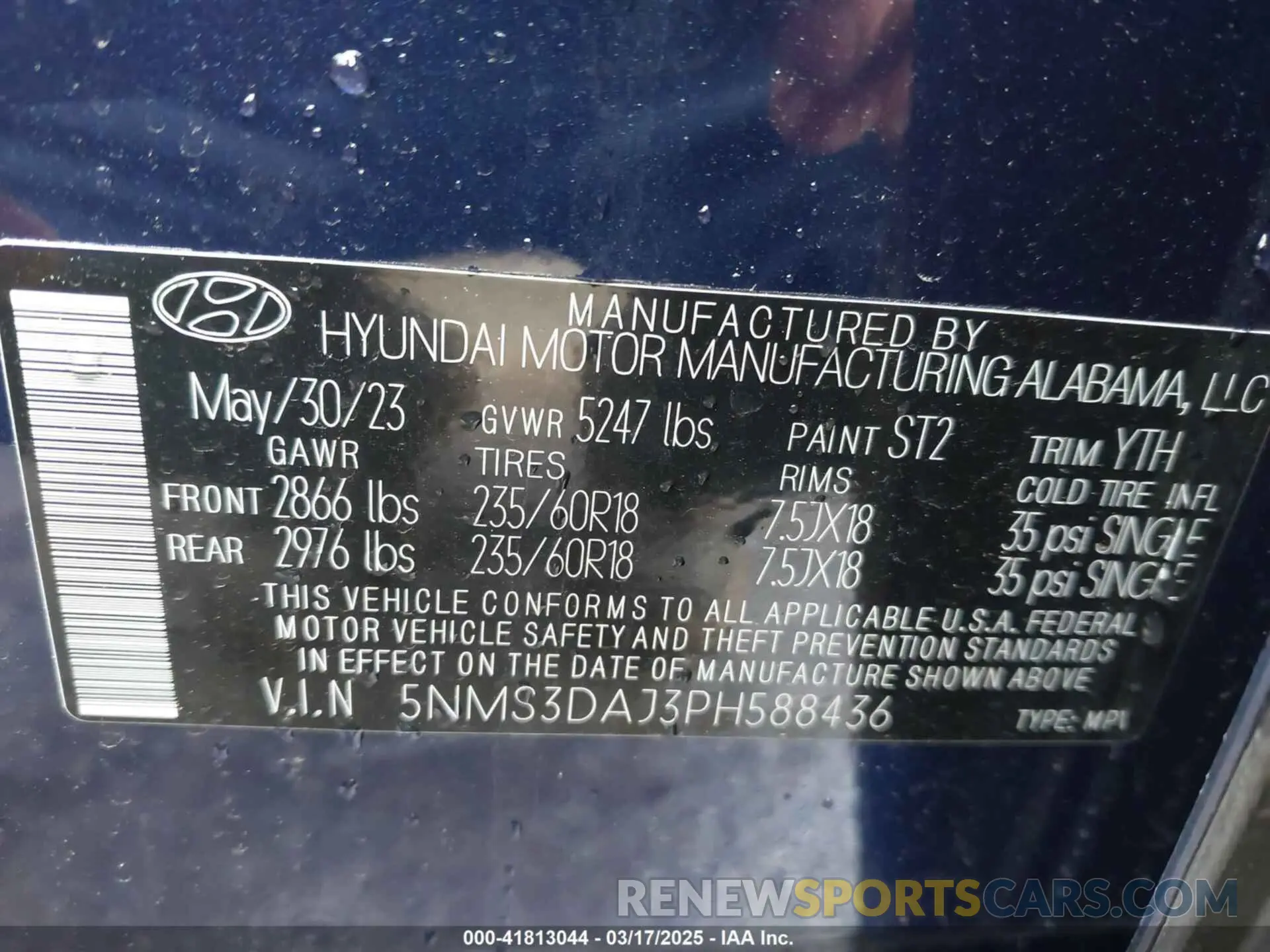 9 fotografías del automóvil dañado 5NMS3DAJ3PH588436 HYUNDAI SANTA FE 2023