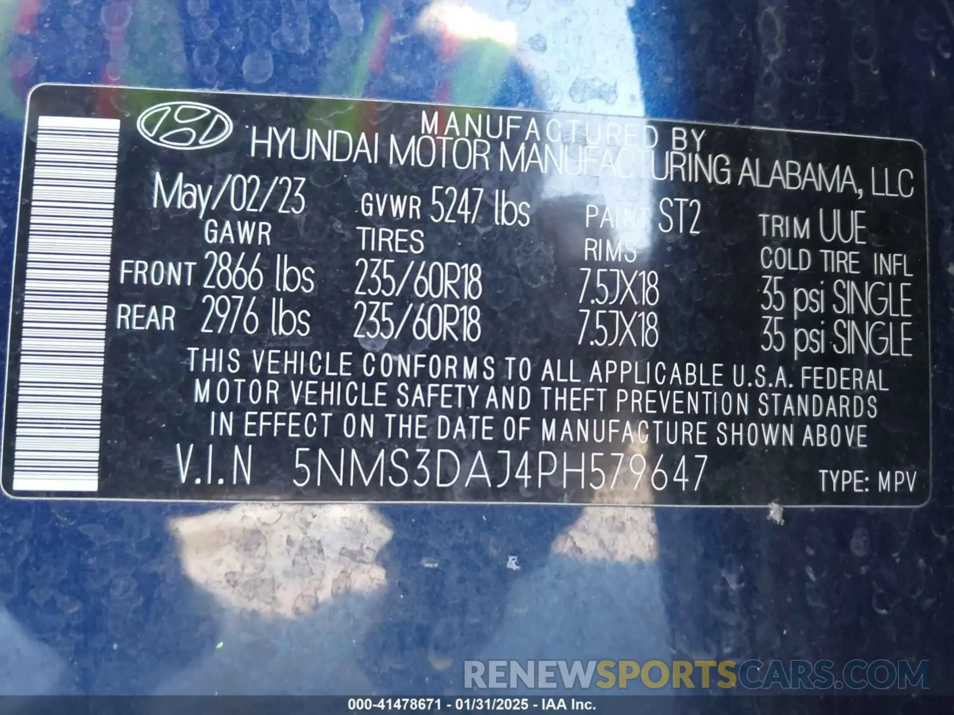 9 fotografías del automóvil dañado 5NMS3DAJ4PH579647 HYUNDAI SANTA FE 2023