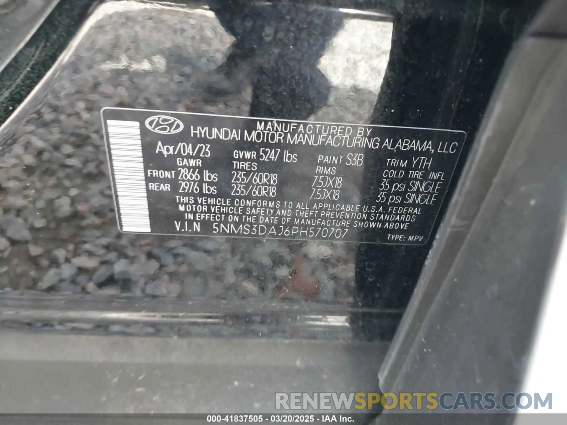 9 fotografías del automóvil dañado 5NMS3DAJ6PH570707 HYUNDAI SANTA FE 2023