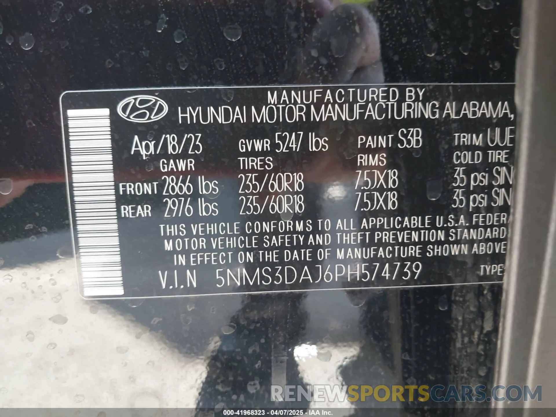 9 fotografías del automóvil dañado 5NMS3DAJ6PH574739 HYUNDAI SANTA FE 2023