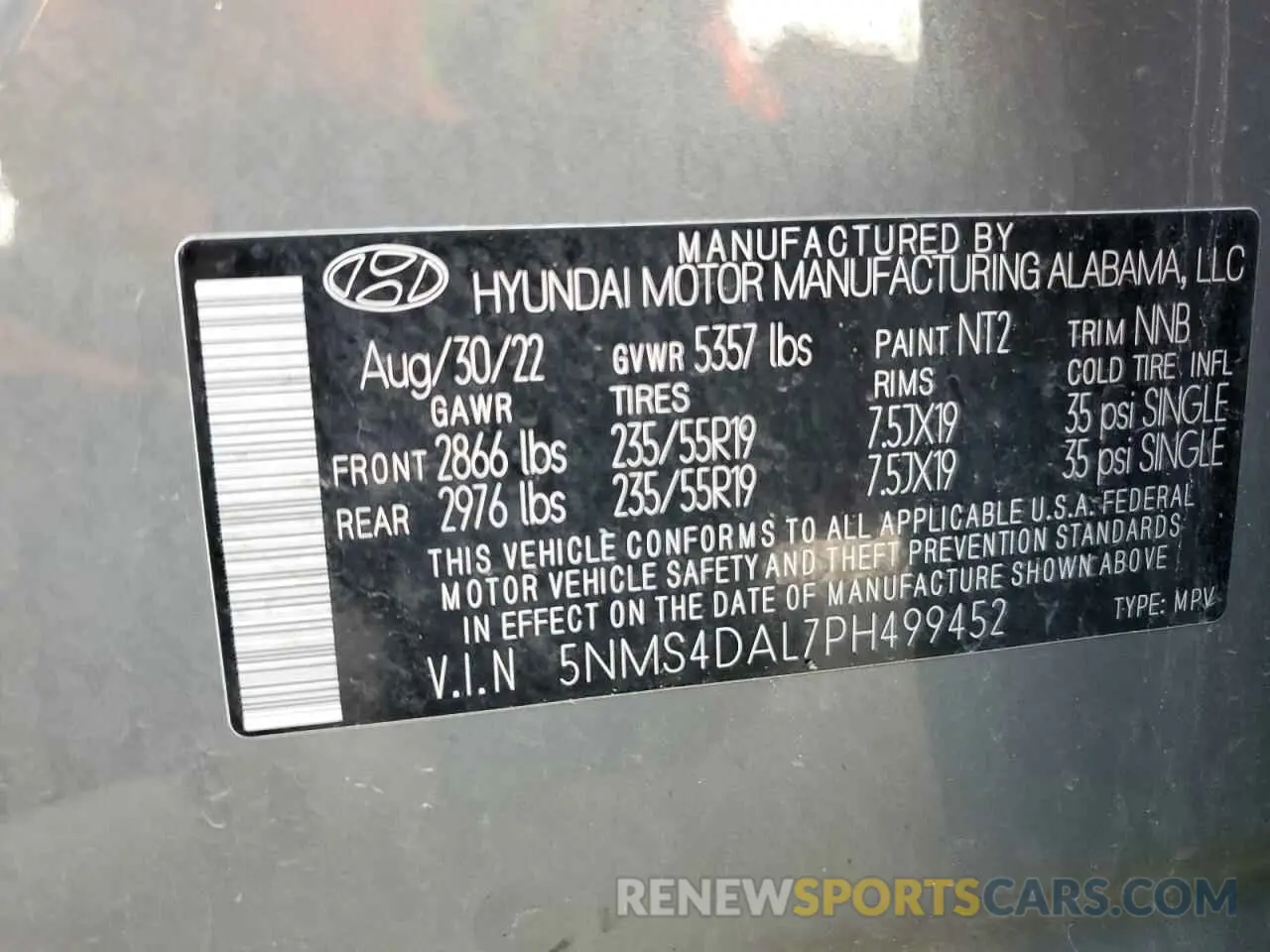 13 fotografías del automóvil dañado 5NMS4DAL7PH499452 HYUNDAI SANTA FE 2023