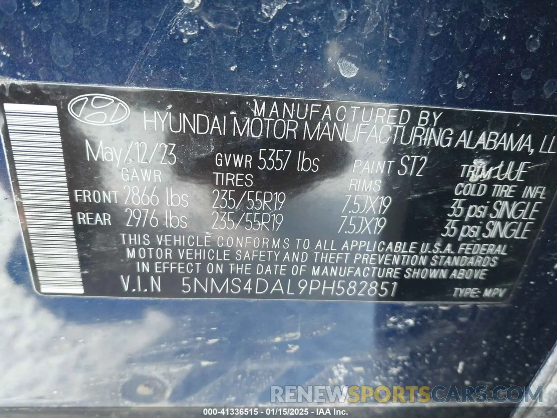 9 fotografías del automóvil dañado 5NMS4DAL9PH582851 HYUNDAI SANTA FE 2023