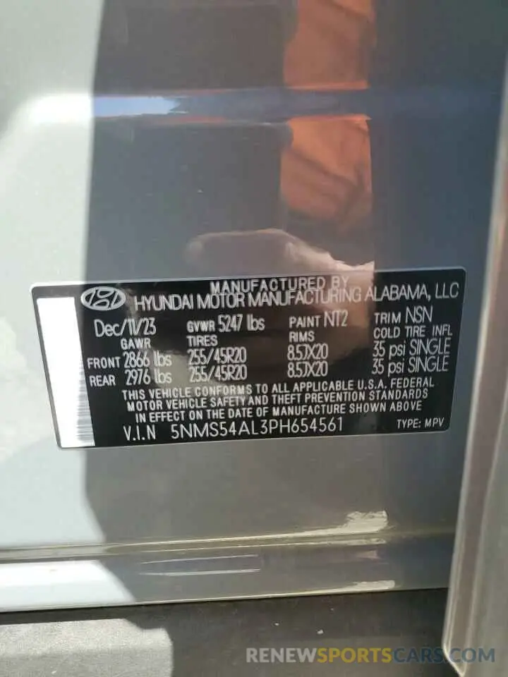 13 fotografías del automóvil dañado 5NMS54AL3PH654561 HYUNDAI SANTA FE 2023