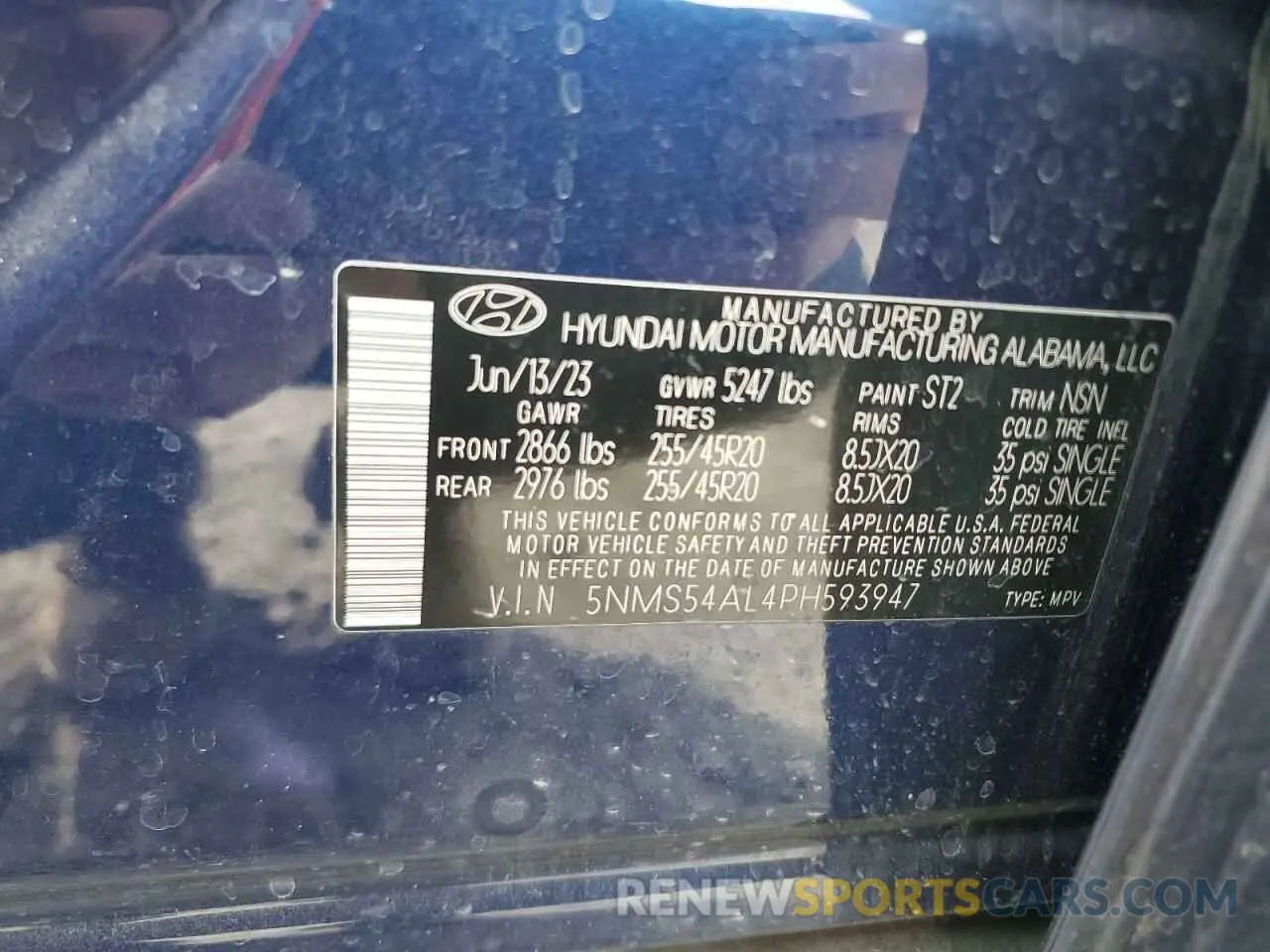 15 fotografías del automóvil dañado 5NMS54AL4PH593947 HYUNDAI SANTA FE 2023