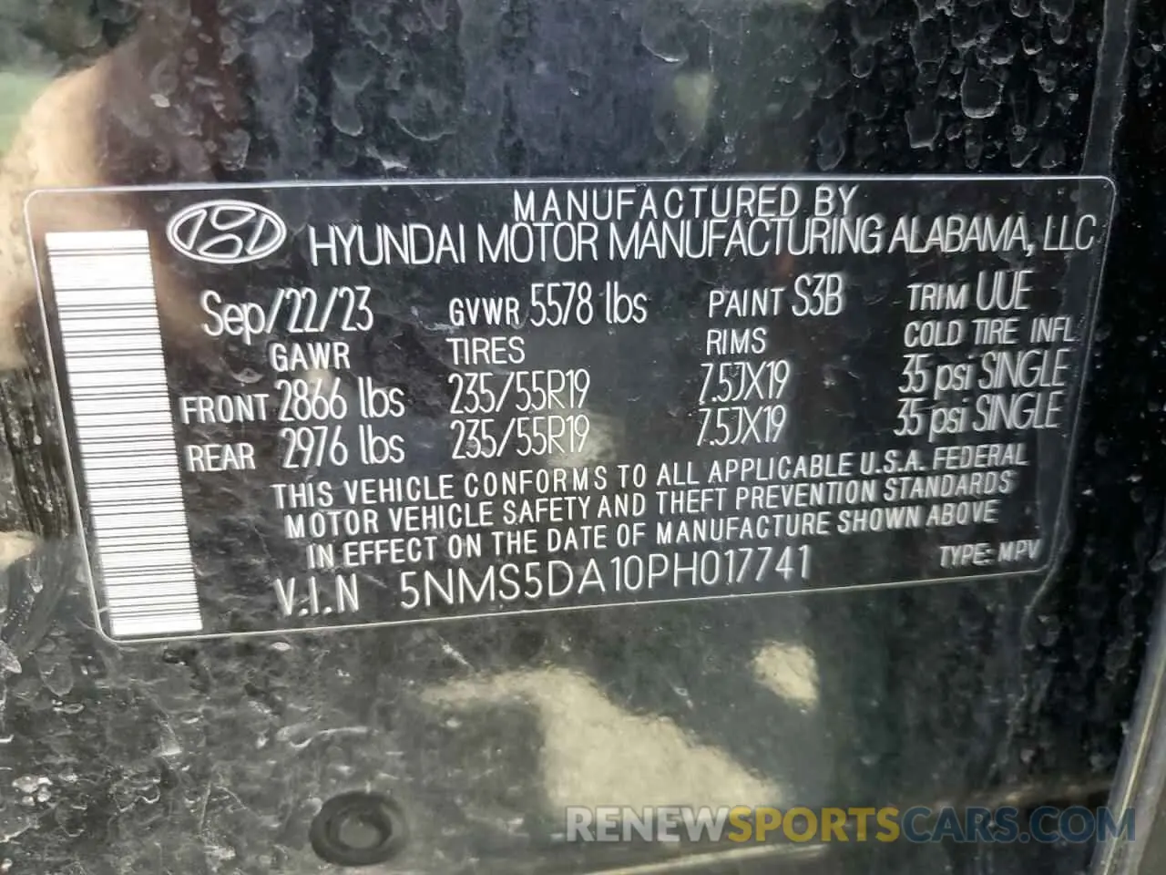 15 fotografías del automóvil dañado 5NMS5DA10PH017741 HYUNDAI SANTA FE 2023