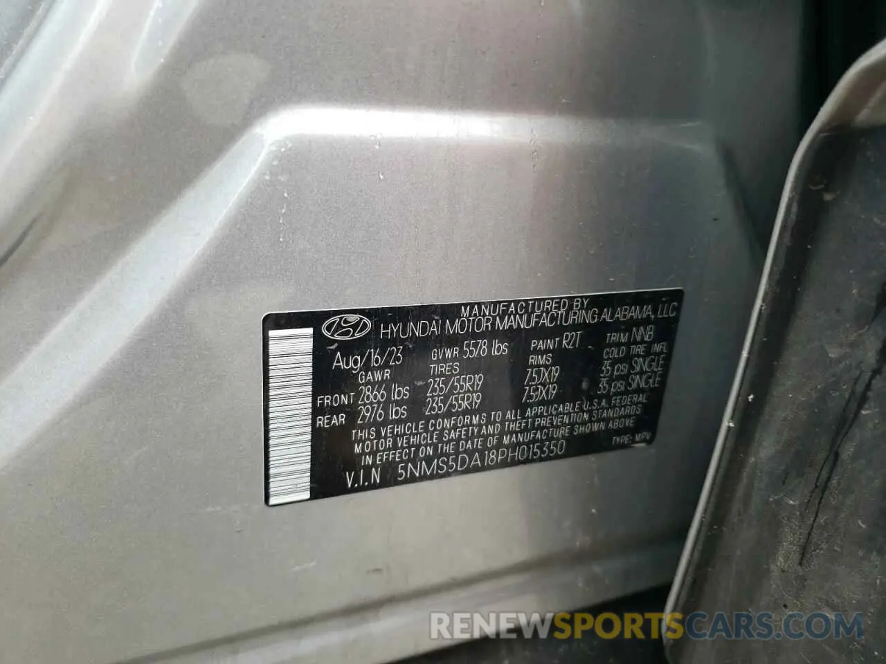 13 fotografías del automóvil dañado 5NMS5DA18PH015350 HYUNDAI SANTA FE 2023