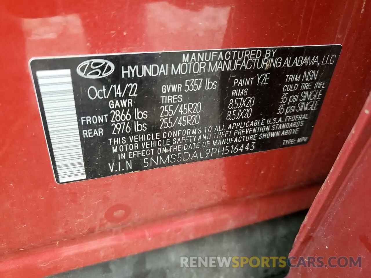 13 fotografías del automóvil dañado 5NMS5DAL9PH516443 HYUNDAI SANTA FE 2023