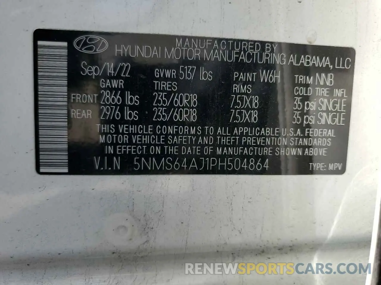 15 fotografías del automóvil dañado 5NMS64AJ1PH504864 HYUNDAI SANTA FE 2023