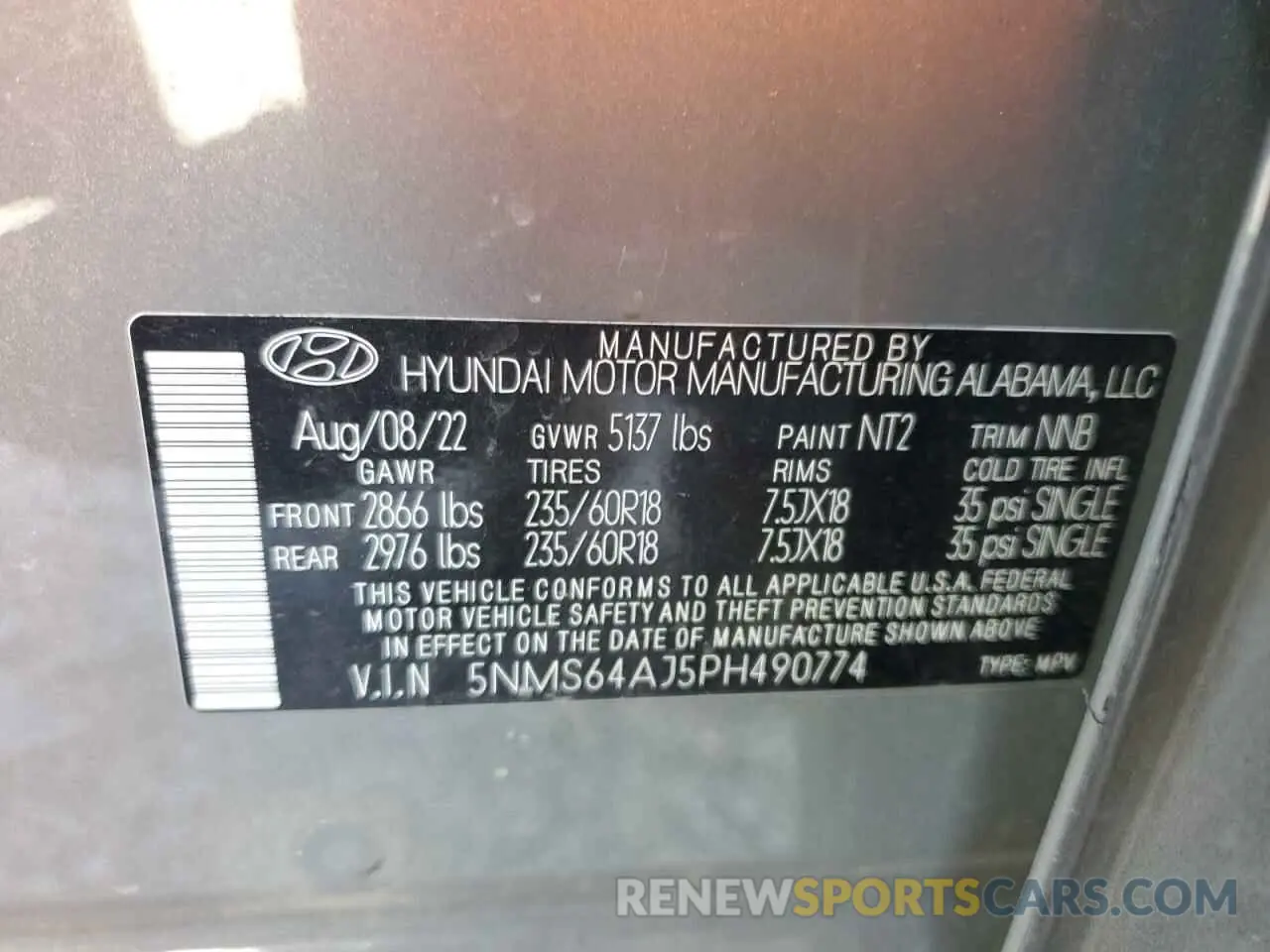 15 fotografías del automóvil dañado 5NMS64AJ5PH490774 HYUNDAI SANTA FE 2023