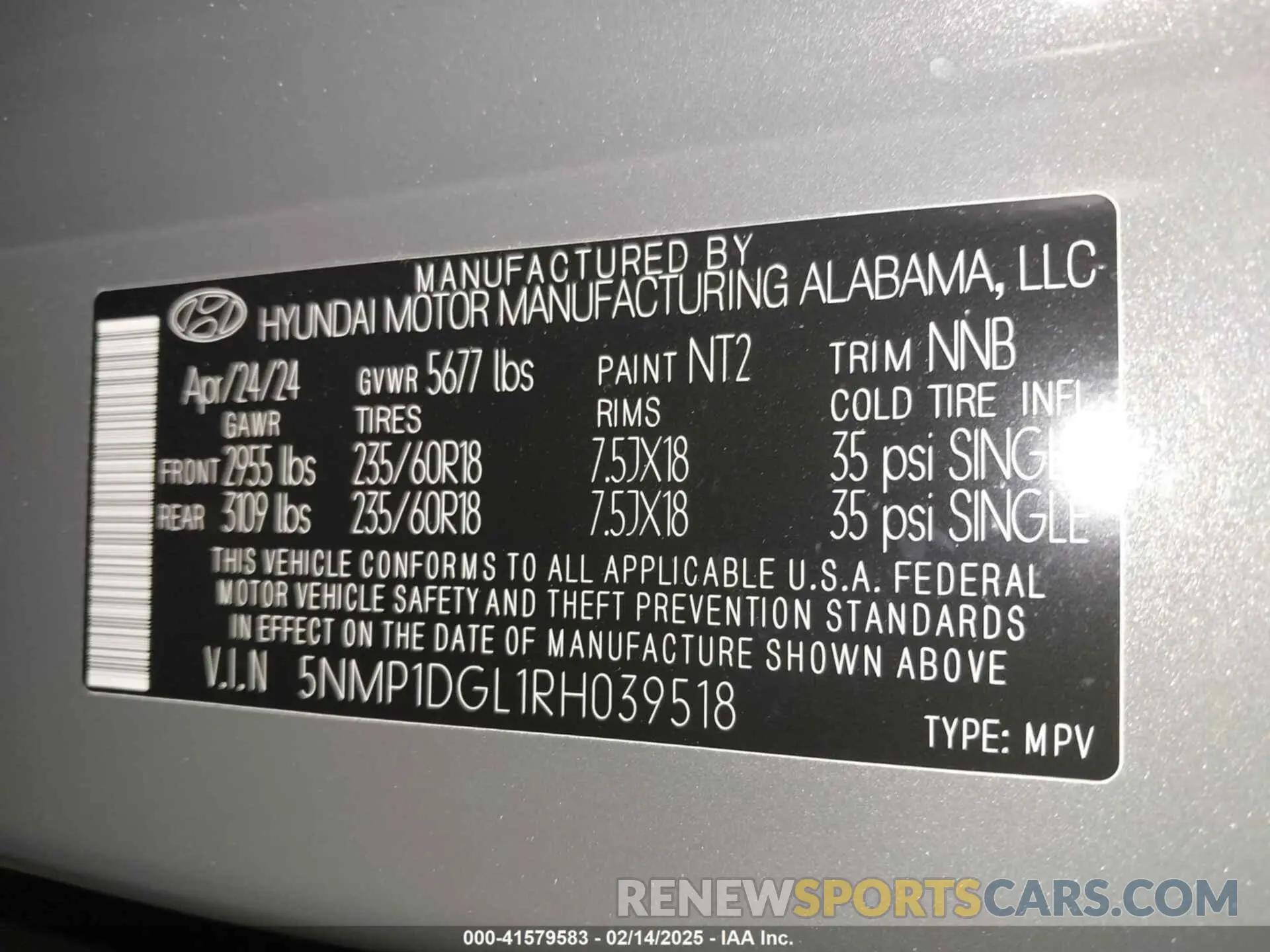 9 fotografías del automóvil dañado 5NMP1DGL1RH039518 HYUNDAI SANTA FE 2024