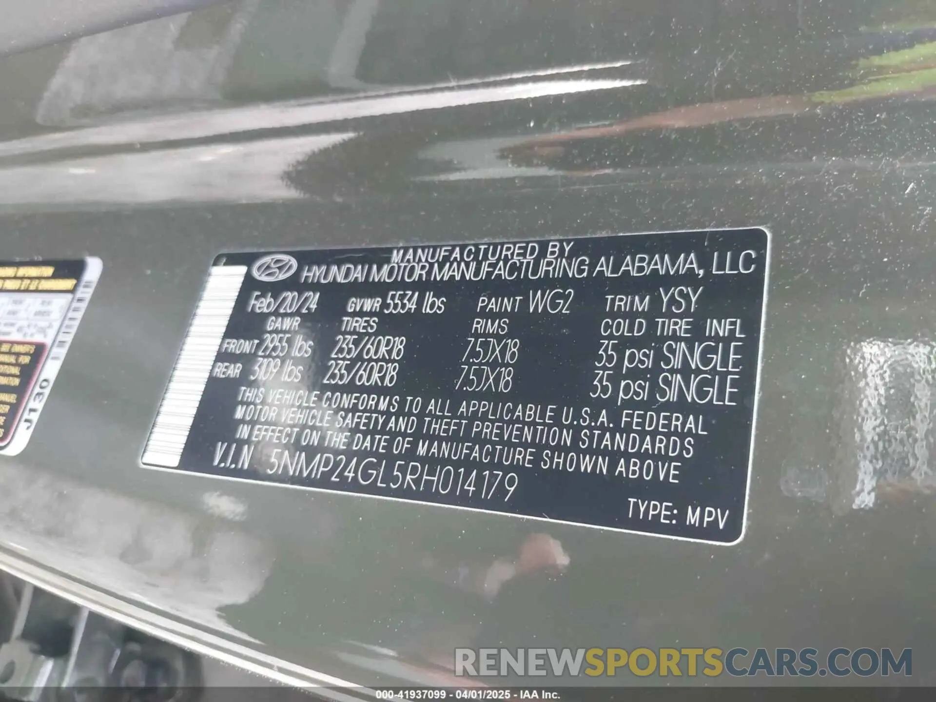 9 fotografías del automóvil dañado 5NMP24GL5RH014179 HYUNDAI SANTA FE 2024