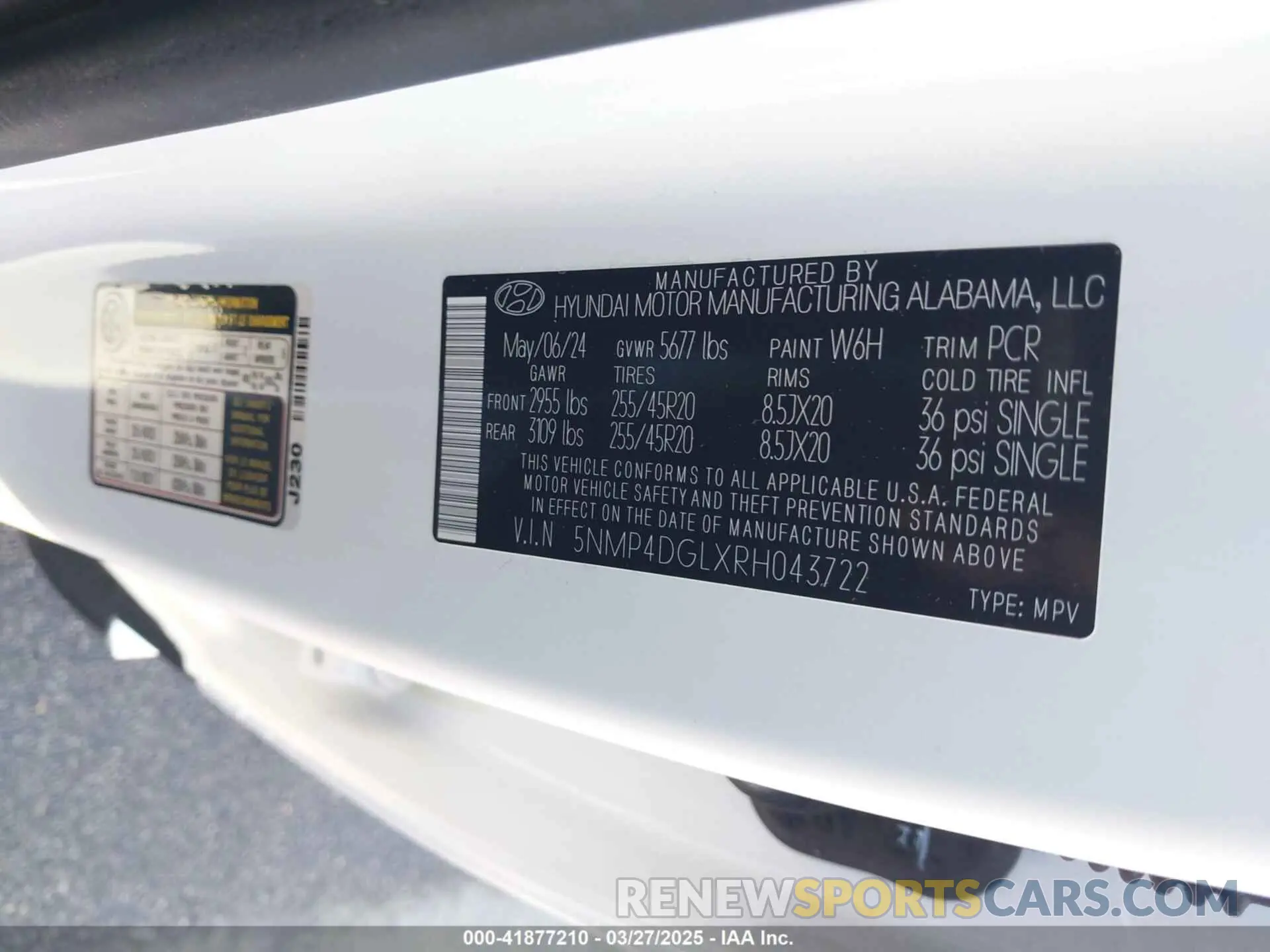 9 fotografías del automóvil dañado 5NMP4DGLXRH043722 HYUNDAI SANTA FE 2024