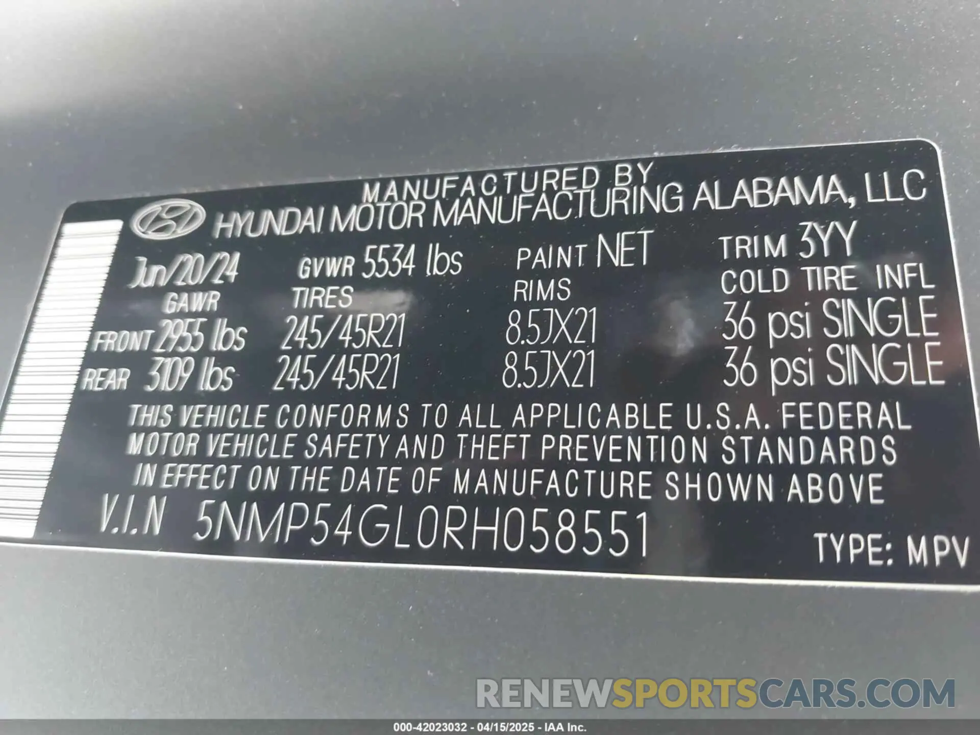 9 fotografías del automóvil dañado 5NMP54GL0RH058551 HYUNDAI SANTA FE 2024