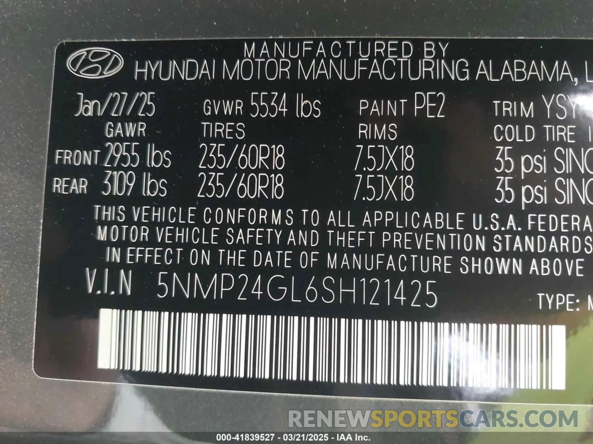 9 fotografías del automóvil dañado 5NMP24GL6SH121425 HYUNDAI SANTA FE 2025