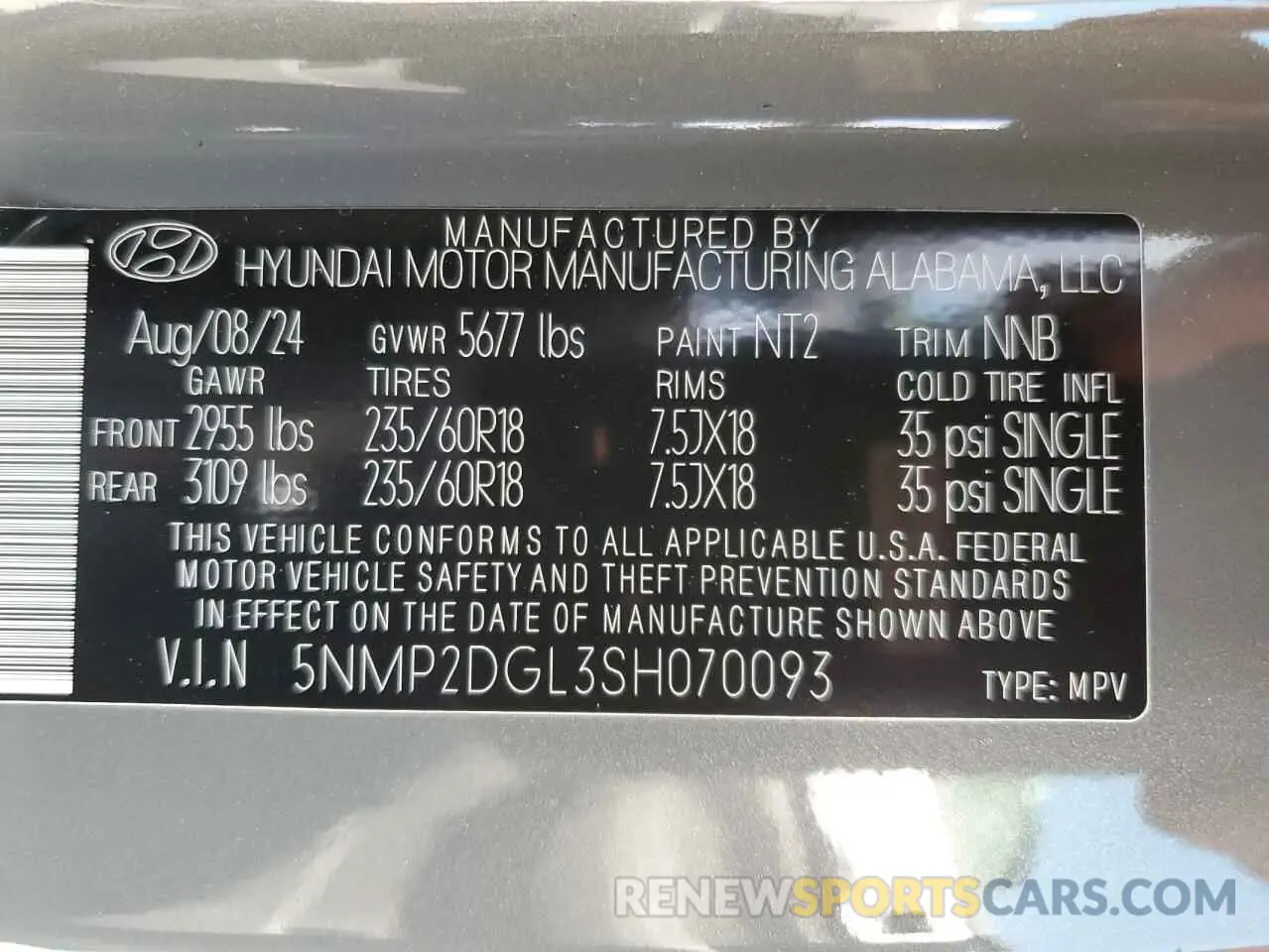 15 fotografías del automóvil dañado 5NMP2DGL3SH070093 HYUNDAI SANTA FE 2025