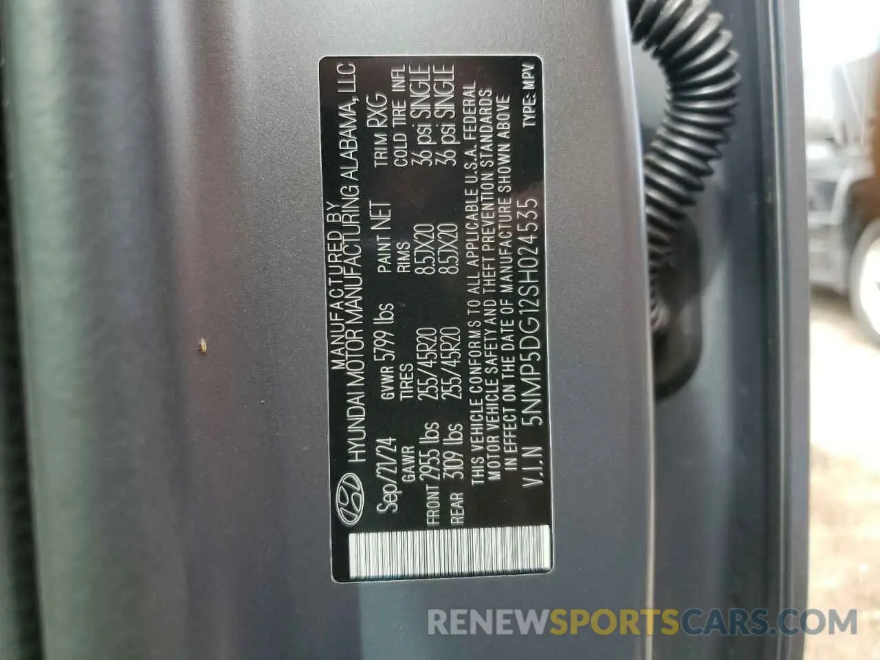 12 fotografías del automóvil dañado 5NMP5DG12SH024535 HYUNDAI SANTA FE 2025