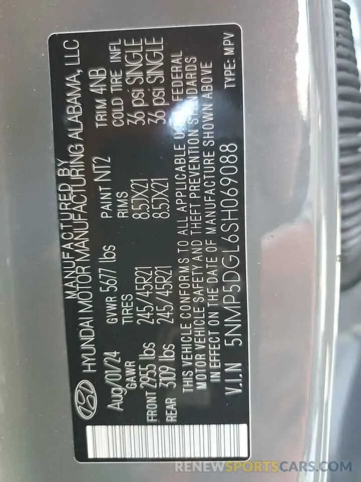 14 fotografías del automóvil dañado 5NMP5DGL6SH069088 HYUNDAI SANTA FE 2025