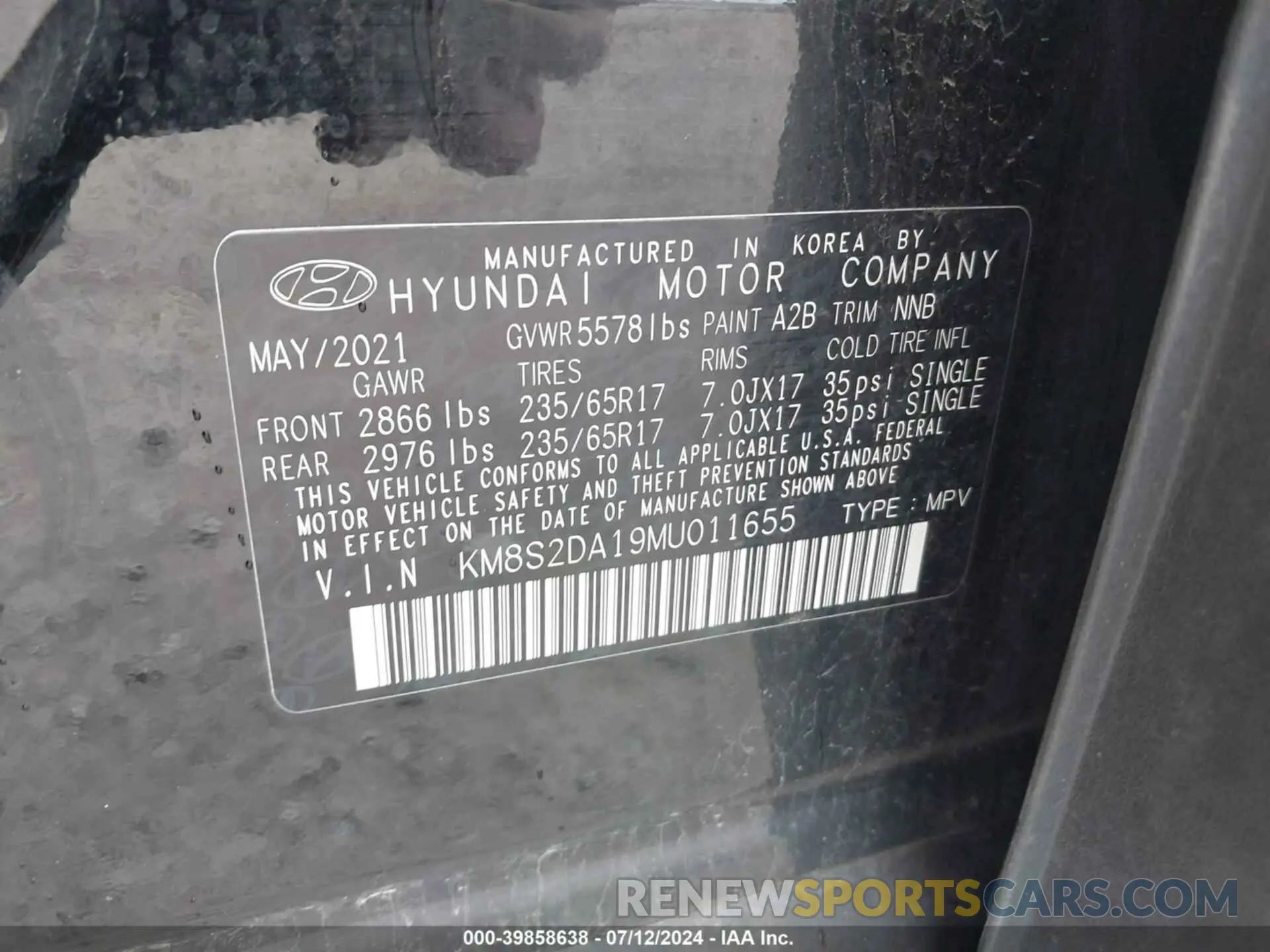 9 fotografías del automóvil dañado KM8S2DA19MU011655 HYUNDAI SANTA FE HYBRID 2021