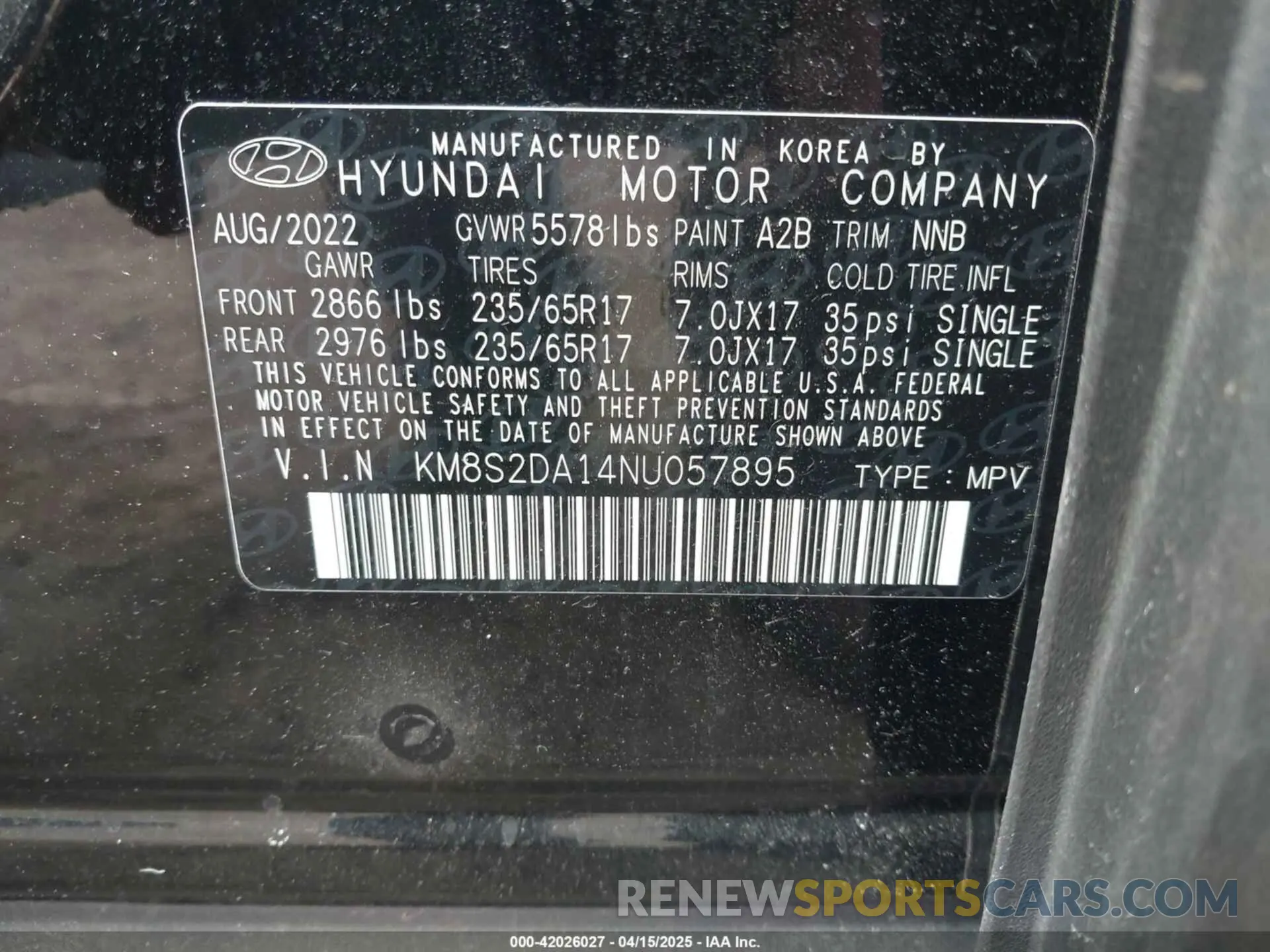 9 fotografías del automóvil dañado KM8S2DA14NU057895 HYUNDAI SANTA FE HYBRID 2022