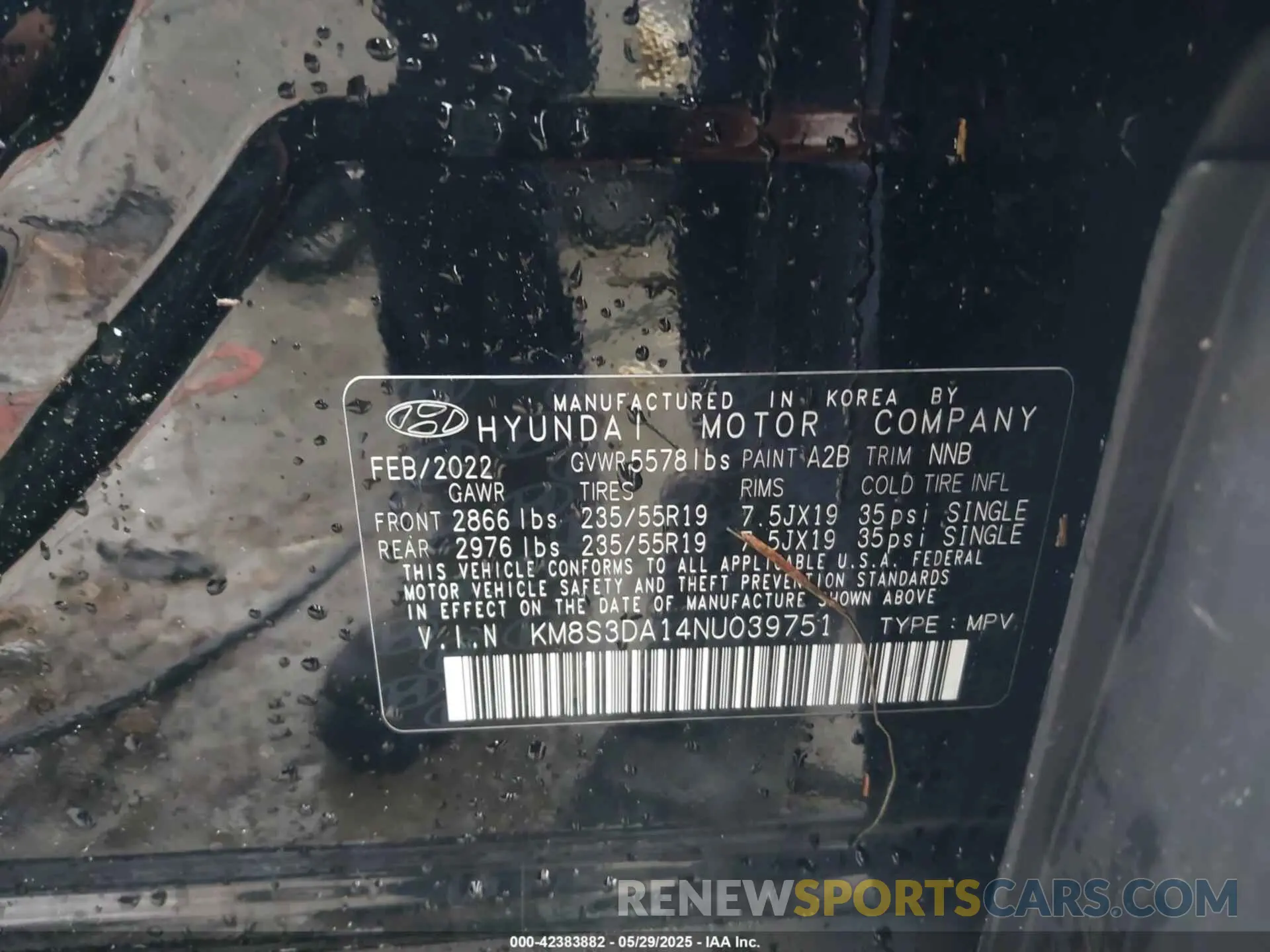 9 fotografías del automóvil dañado KM8S3DA14NU039751 HYUNDAI SANTA FE HYBRID 2022