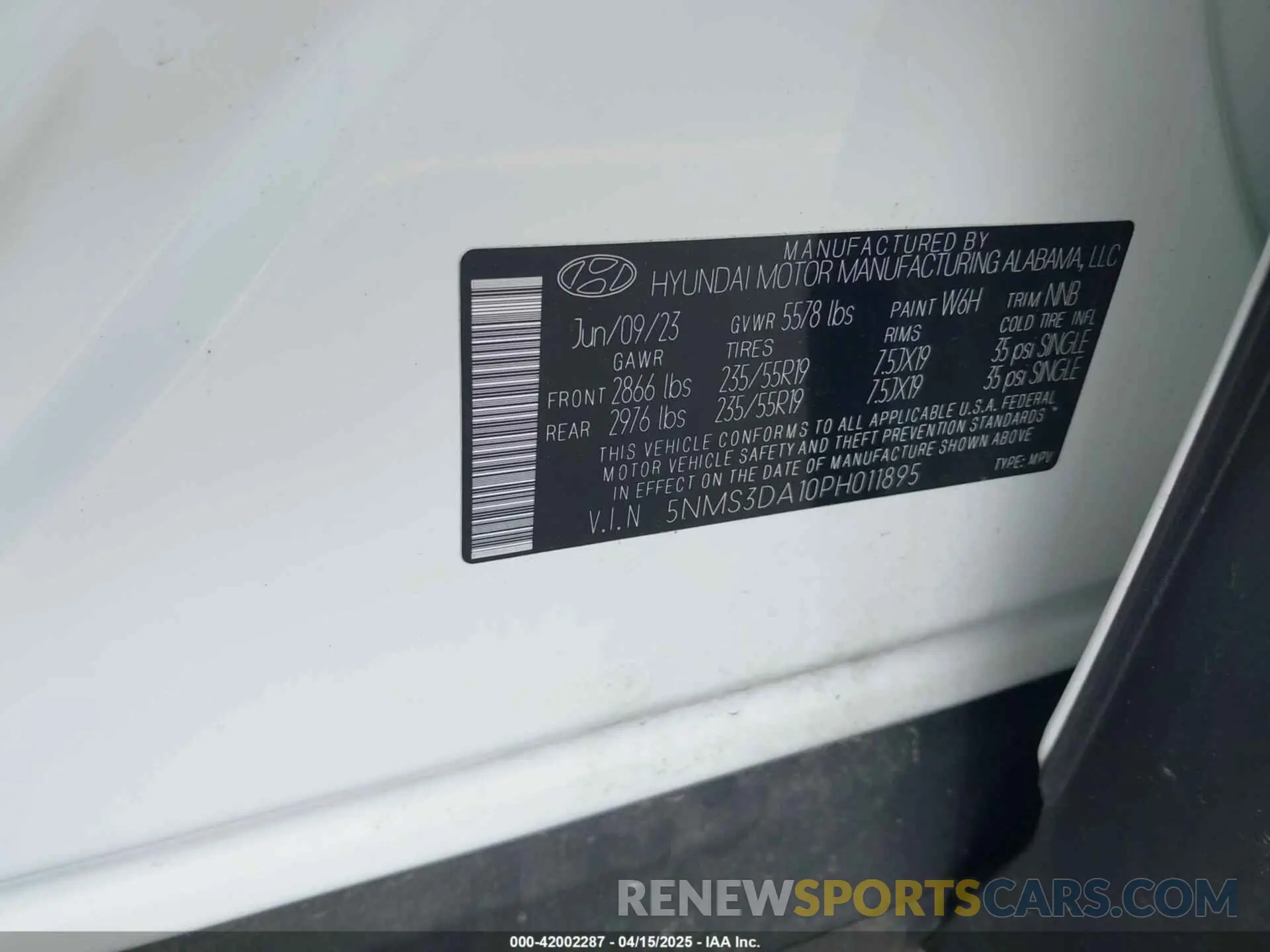 9 fotografías del automóvil dañado 5NMS3DA10PH011895 HYUNDAI SANTA FE HYBRID 2023