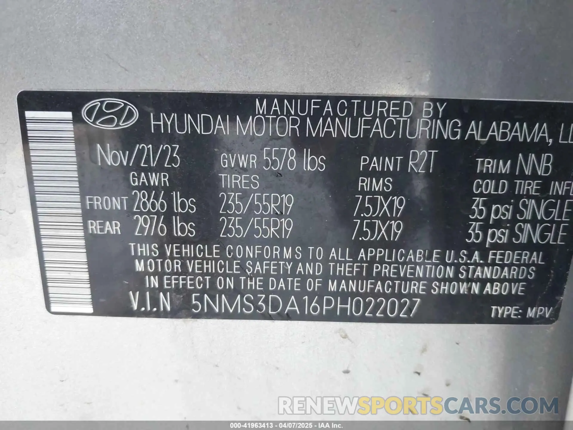 9 fotografías del automóvil dañado 5NMS3DA16PH022027 HYUNDAI SANTA FE HYBRID 2023