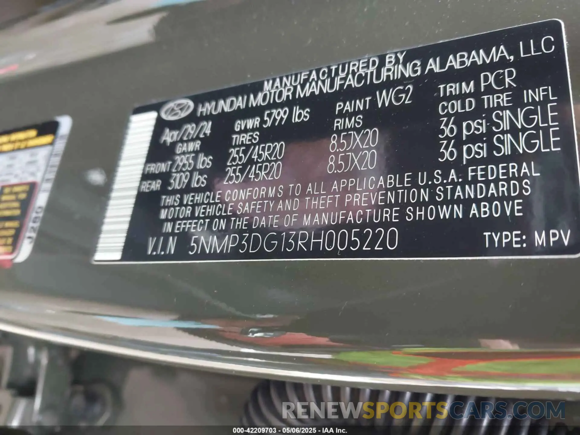 9 fotografías del automóvil dañado 5NMP3DG13RH005220 HYUNDAI SANTA FE HYBRID 2024