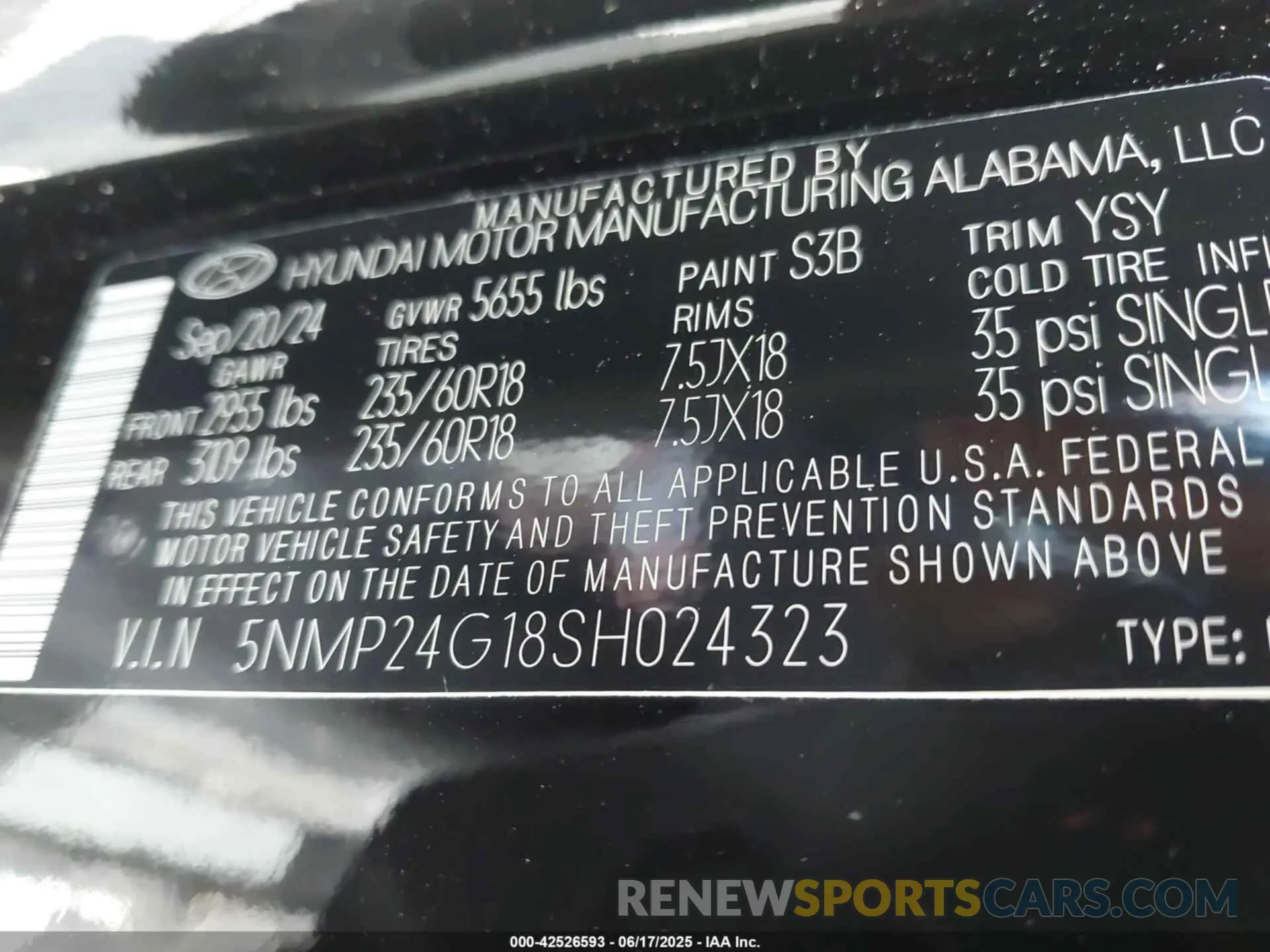 9 fotografías del automóvil dañado 5NMP24G18SH024323 HYUNDAI SANTA FE HYBRID 2025