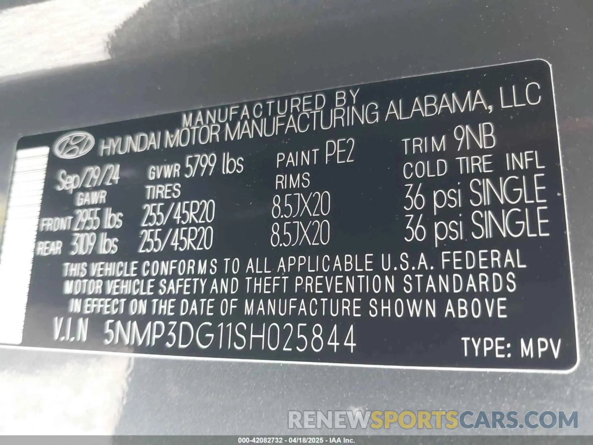 9 fotografías del automóvil dañado 5NMP3DG11SH025844 HYUNDAI SANTA FE HYBRID 2025