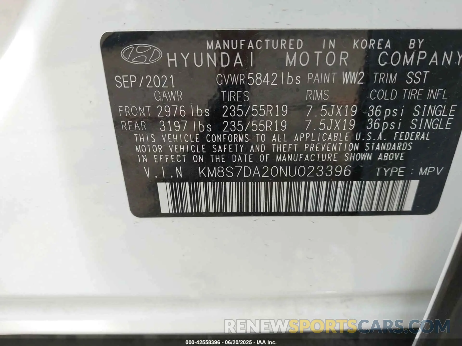 9 fotografías del automóvil dañado KM8S7DA20NU023396 HYUNDAI SANTA FE PLUG-IN HYBRID 2022