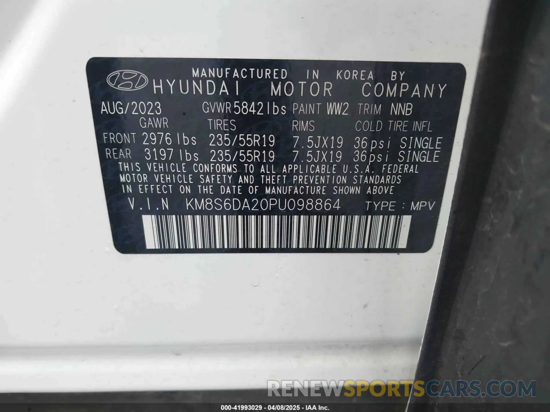 9 fotografías del automóvil dañado KM8S6DA20PU098864 HYUNDAI SANTA FE PLUG-IN HYBRID 2023