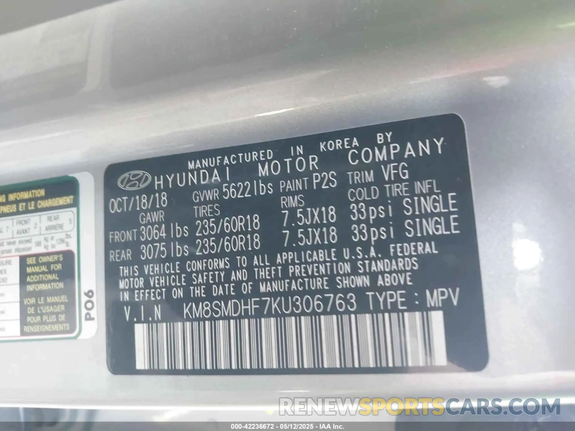 9 fotografías del automóvil dañado KM8SMDHF7KU306763 HYUNDAI SANTA FE XL 2019