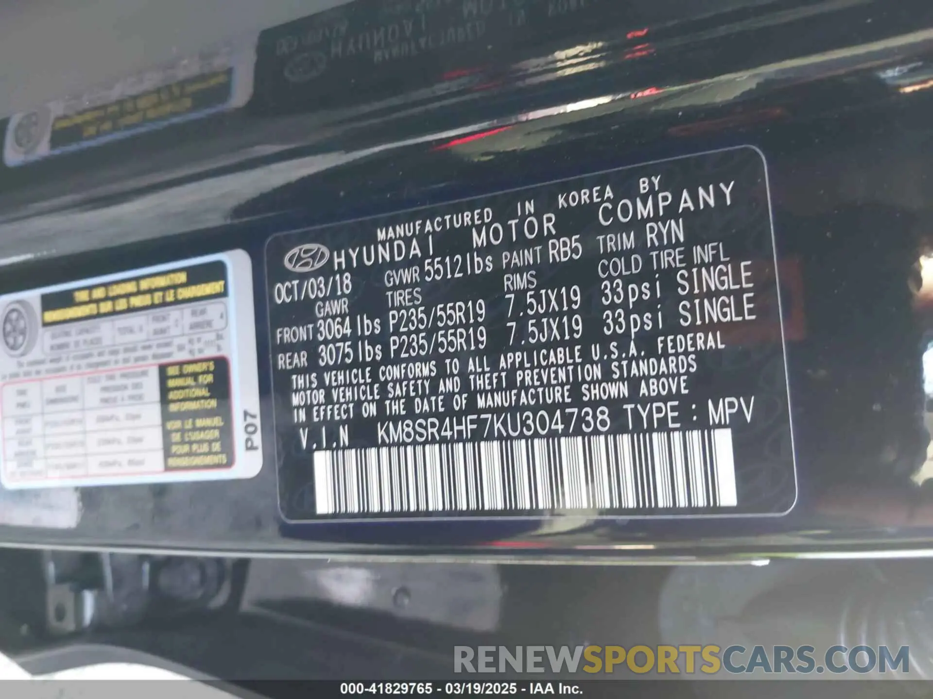 9 fotografías del automóvil dañado KM8SR4HF7KU304738 HYUNDAI SANTA FE XL 2019