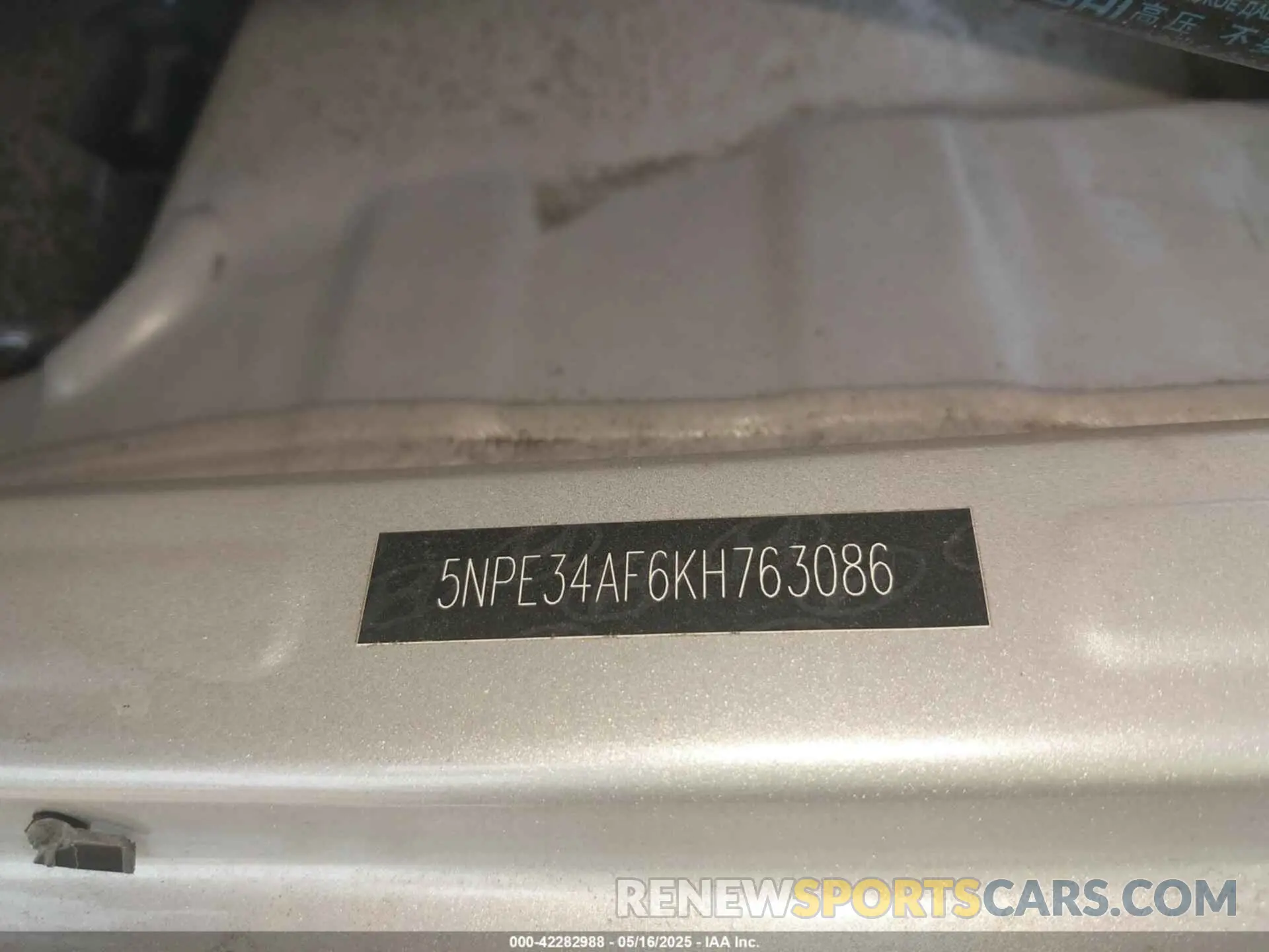 9 fotografías del automóvil dañado 5NPE34AF6KH763086 HYUNDAI SONATA 2019