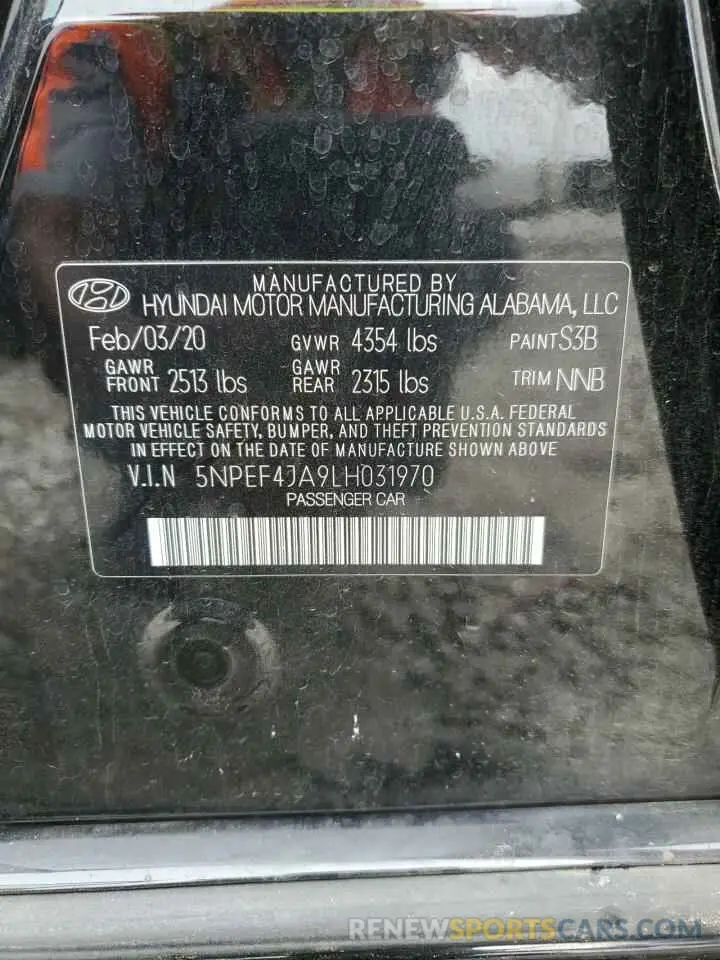 12 fotografías del automóvil dañado 5NPEF4JA9LH031970 HYUNDAI SONATA 2020