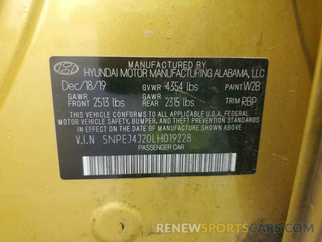 13 fotografías del automóvil dañado 5NPEJ4J20LH019228 HYUNDAI SONATA 2020