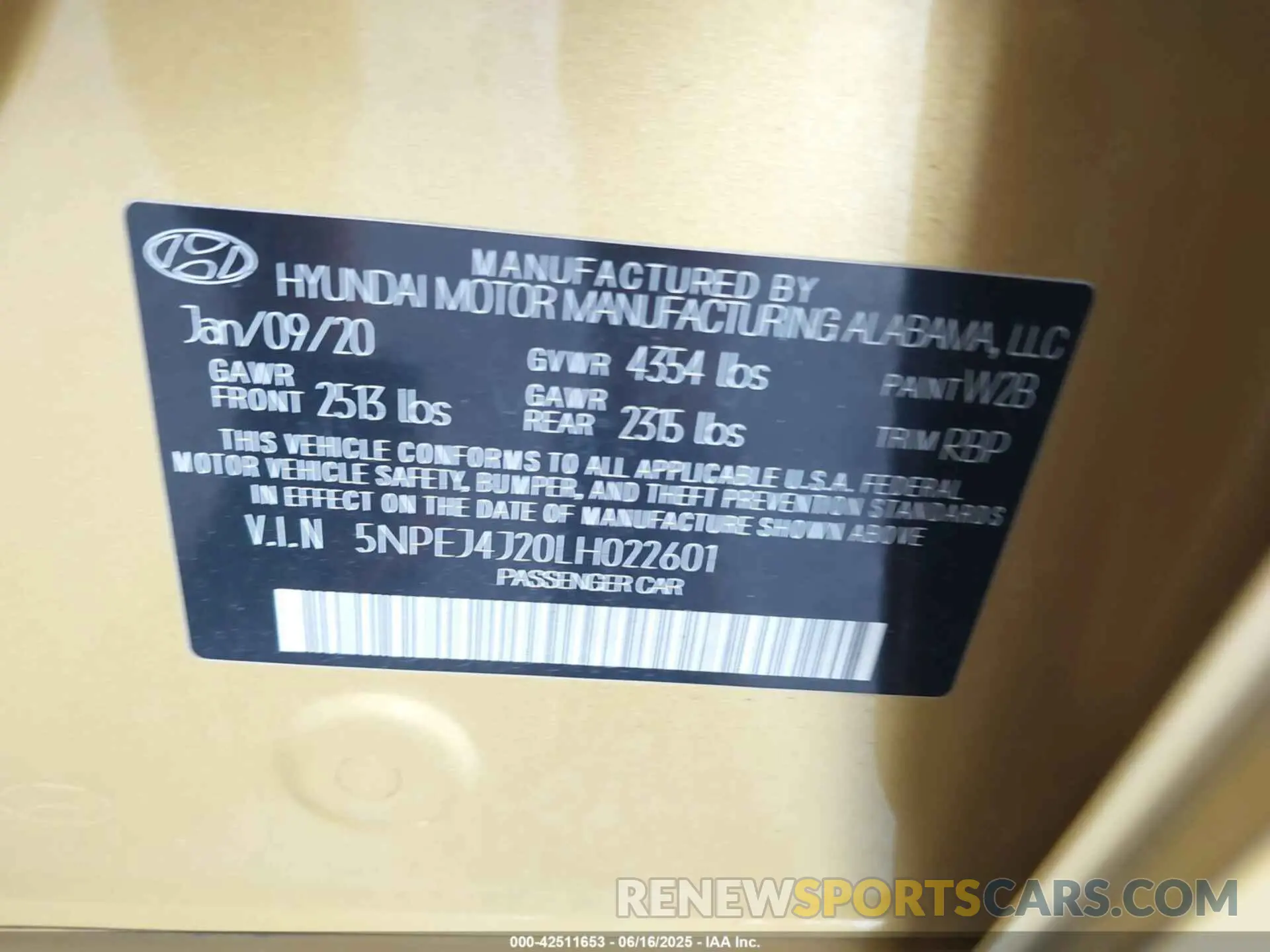 9 fotografías del automóvil dañado 5NPEJ4J20LH022601 HYUNDAI SONATA 2020